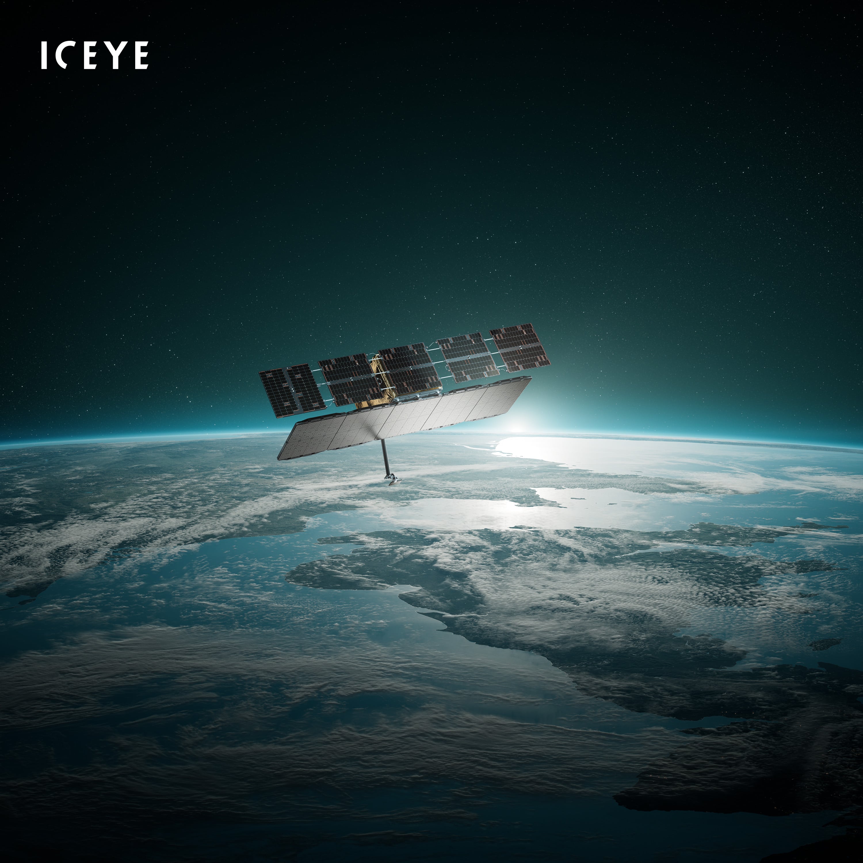 An artist’s concept of a satellite operated by ICEYE over Europe. Image: ICEYE