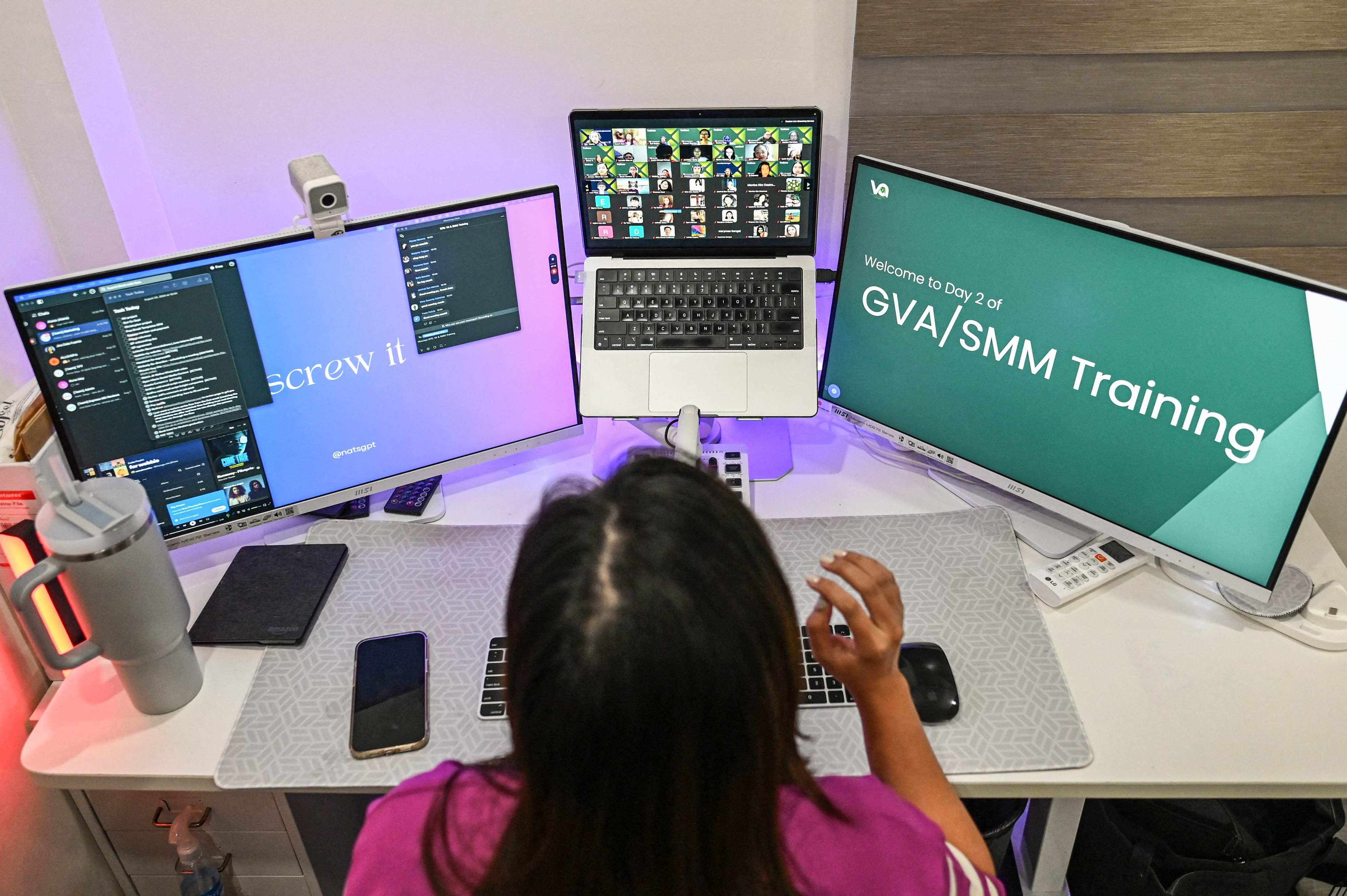 A Filipino virtual assistant conducts an online training for her work at her home in San Jose del Monte, Bulacan, on August 24, 2024. Photo: AFP