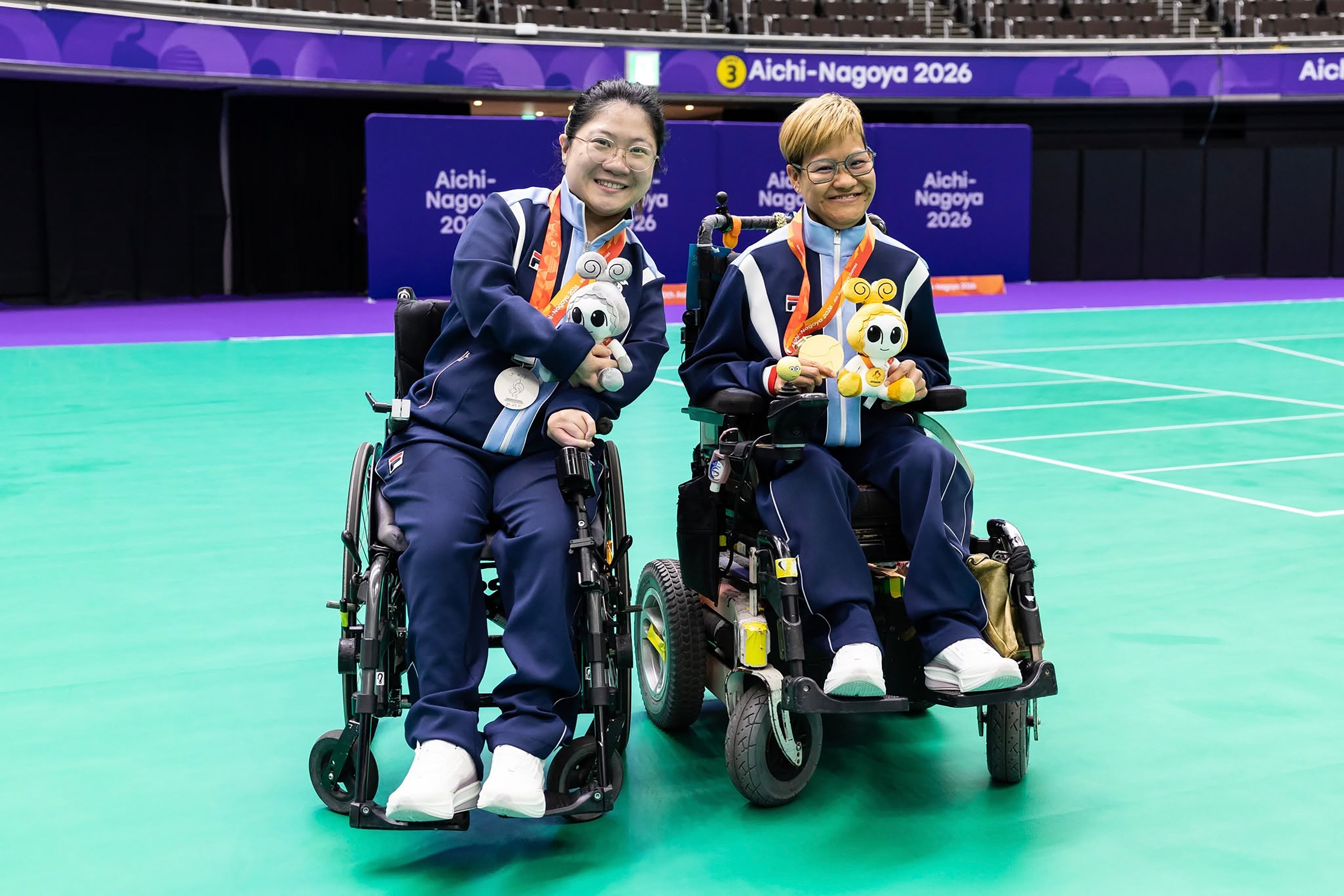 Boccia player Vivian Lau (right) beat teammate Cheung Yuen in the Asian Para Games final. Photo: Facebook/China Hong Kong Paralympic Committee