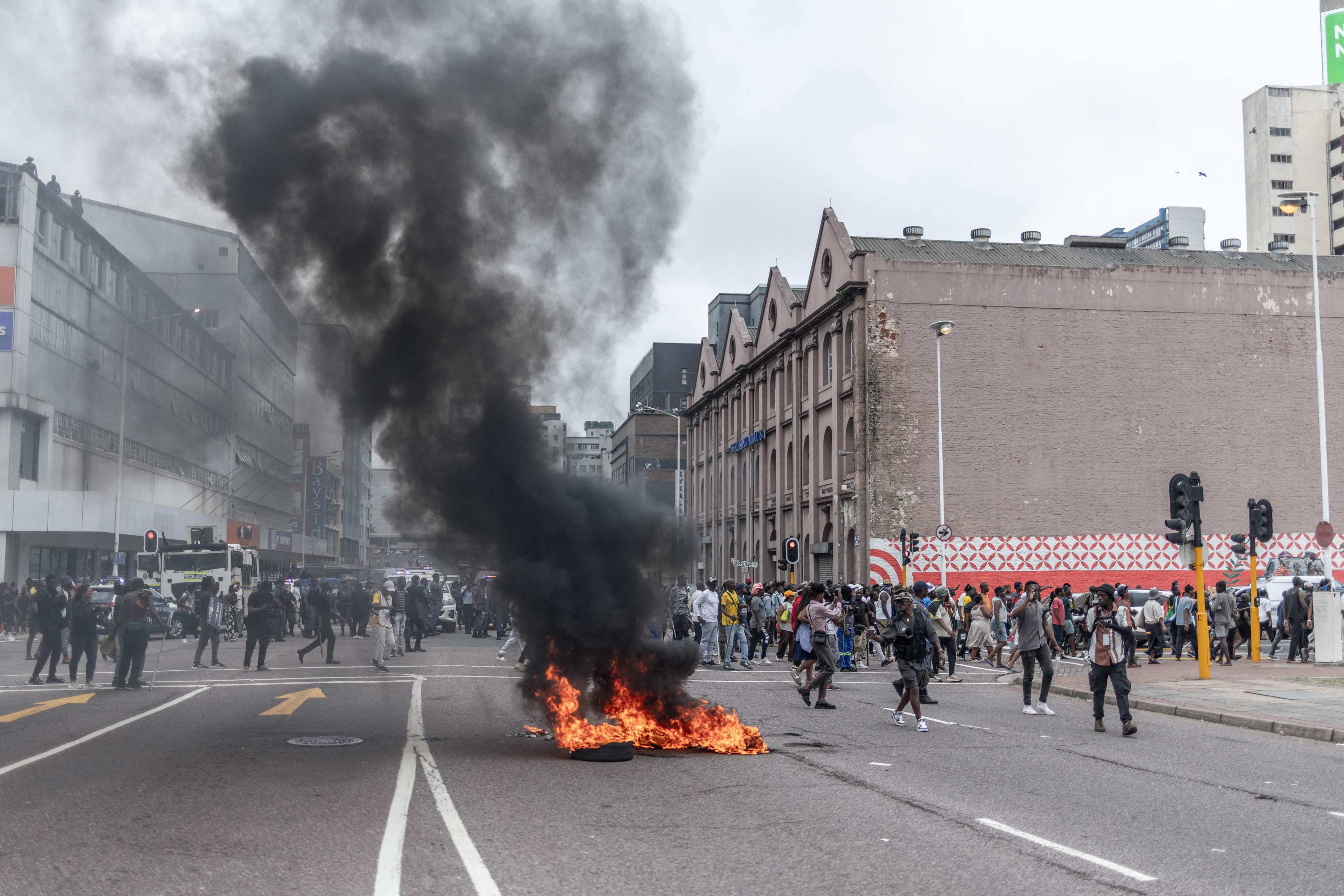 Anti-migrant protesters take part in a march in Durban on October 9. Photo: AFP