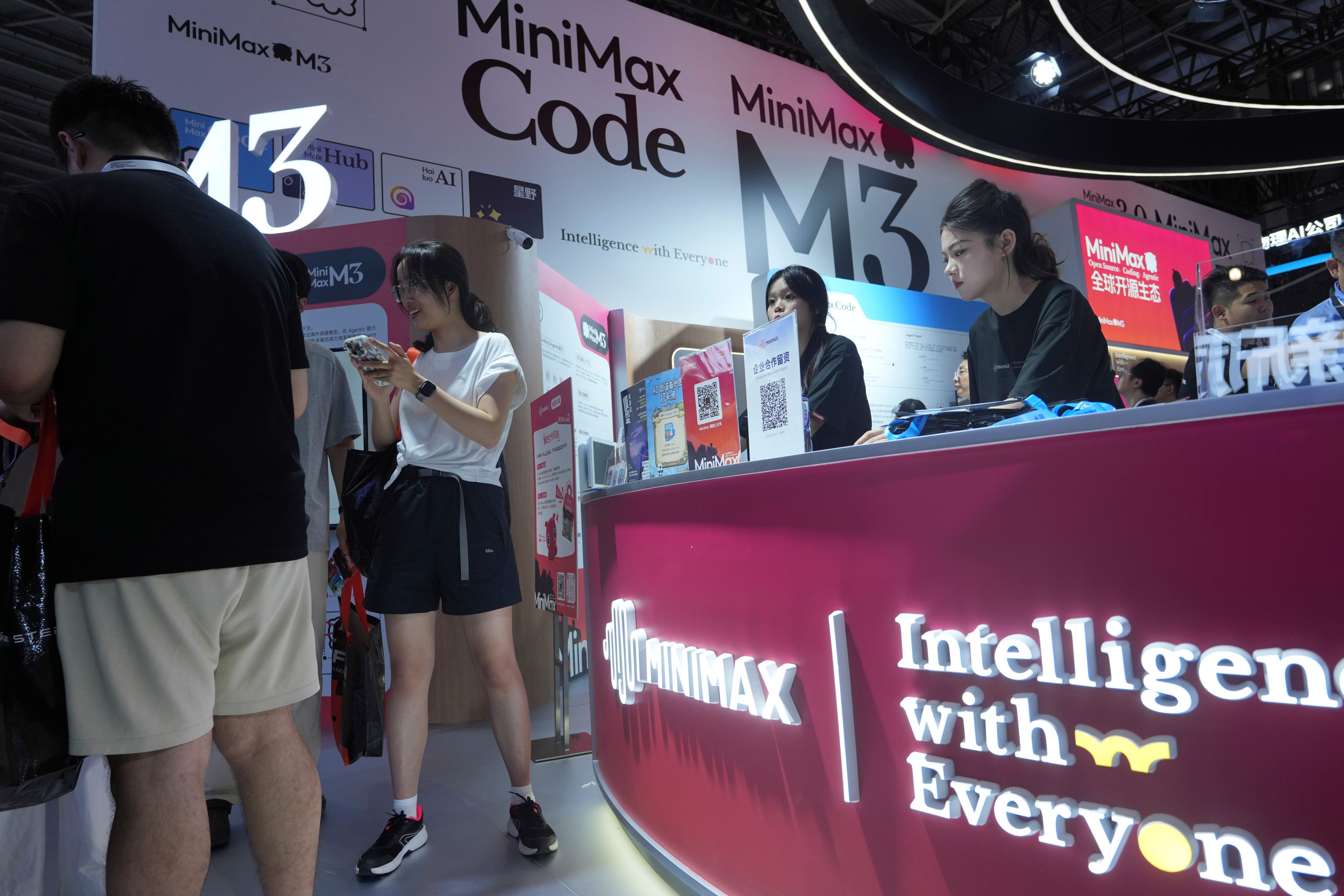 The MiniMax booth at the World Artificial Intelligence Conference in Shanghai on July 17, 2026. Photo: AP