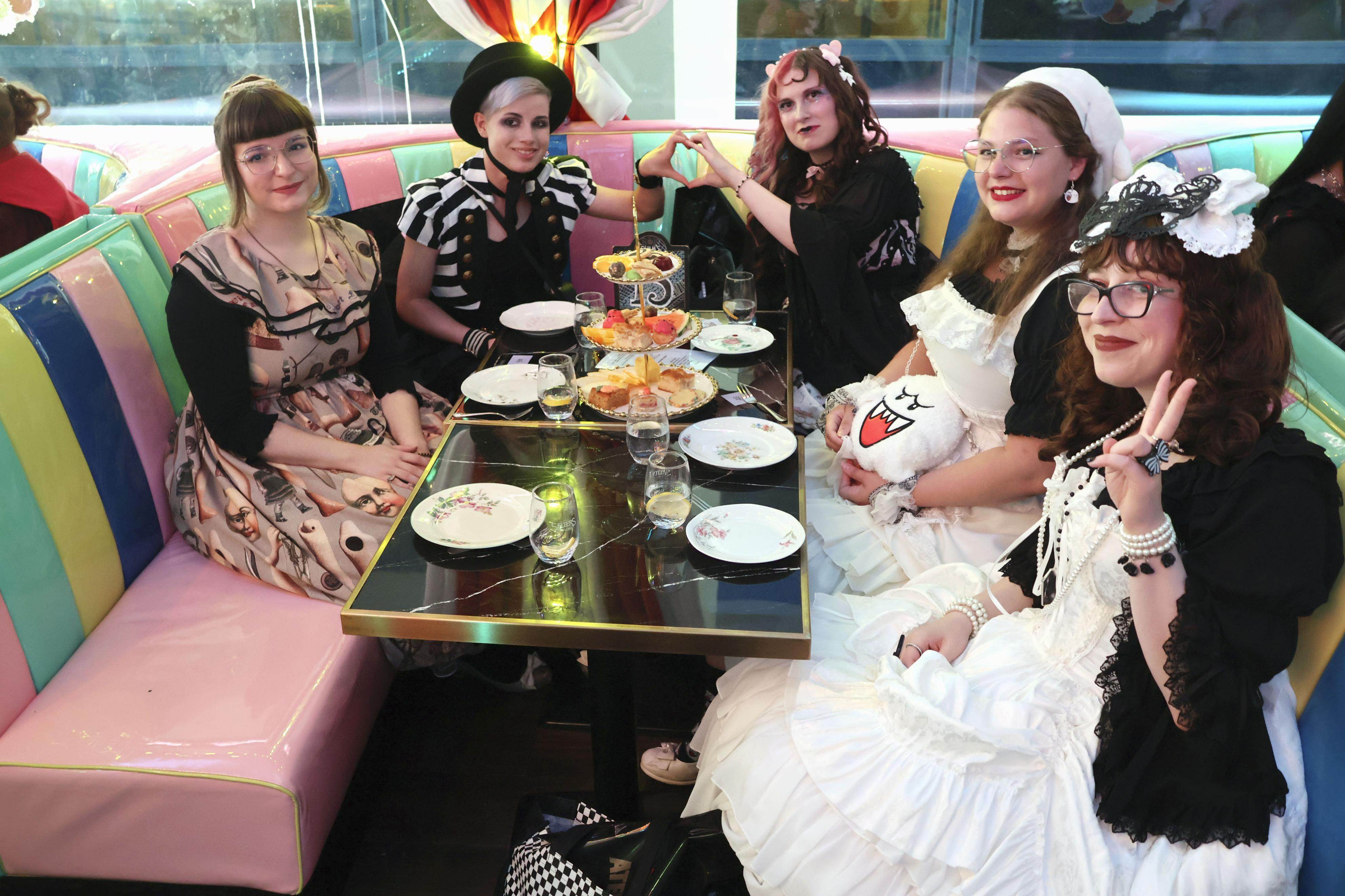 Gothic Lolita fashion enthusiasts attend a gathering in Berlin in August. Photo: Kyodo