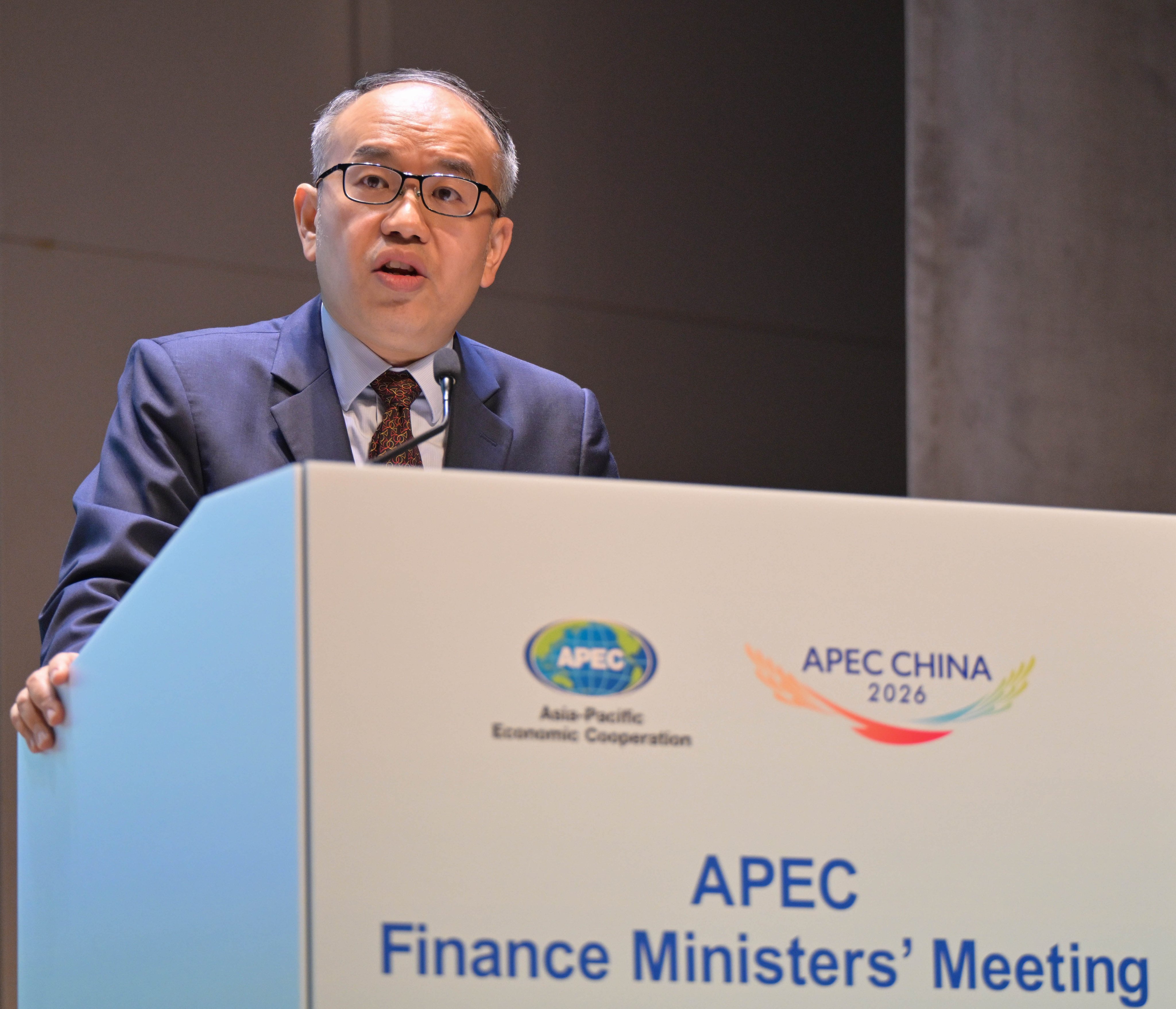 Treasury chief Christopher Hui speaks during an Apec meeting on October 20. He framed the city’s role at the event as a “facilitator of regional cooperation”. Photo: Handout