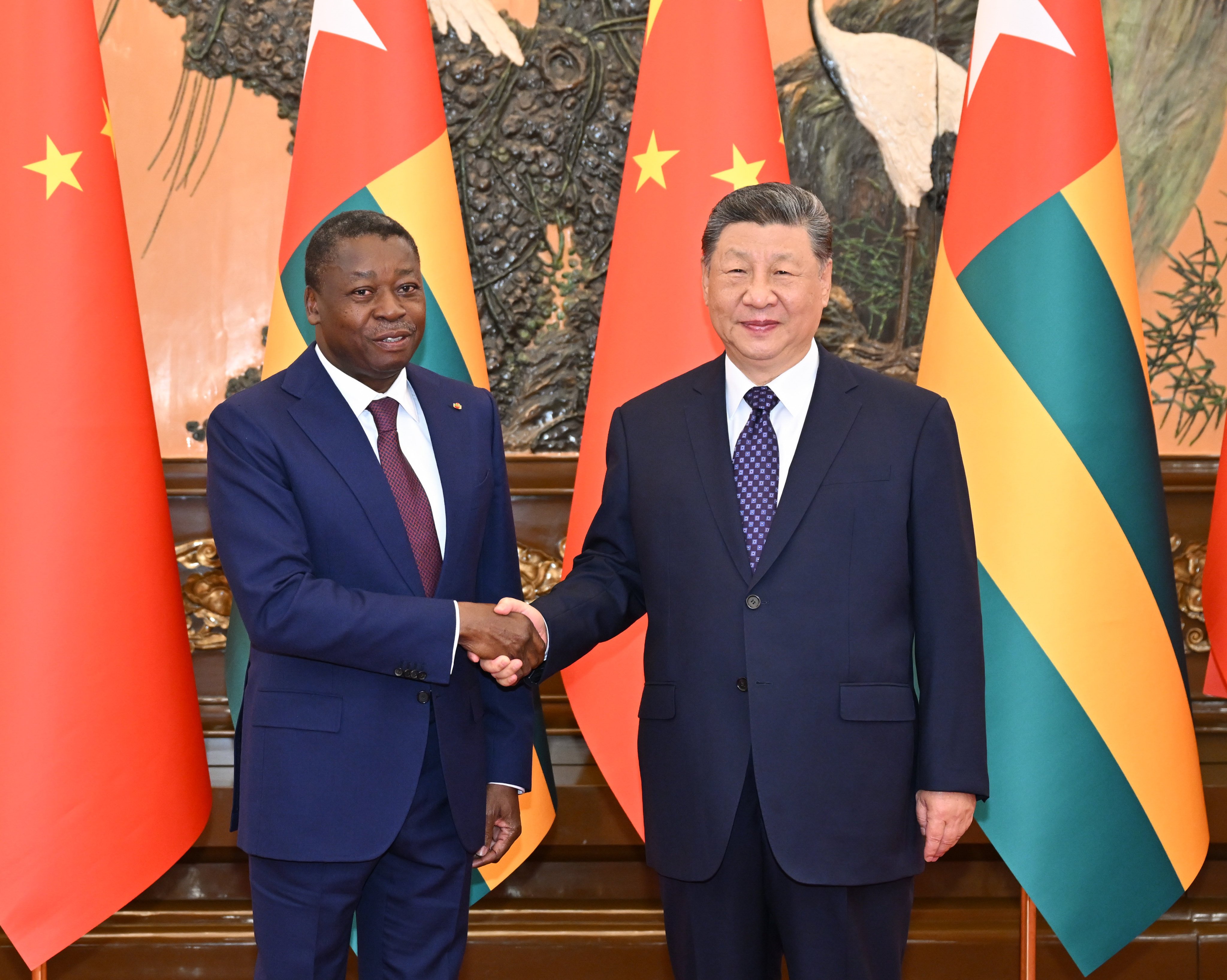 Chinese President Xi Jinping meets with Togolese President of the Council of Ministers Faure Gnassingbe at the Great Hall of the People in Beijing on October 13. Photo: Xinhua