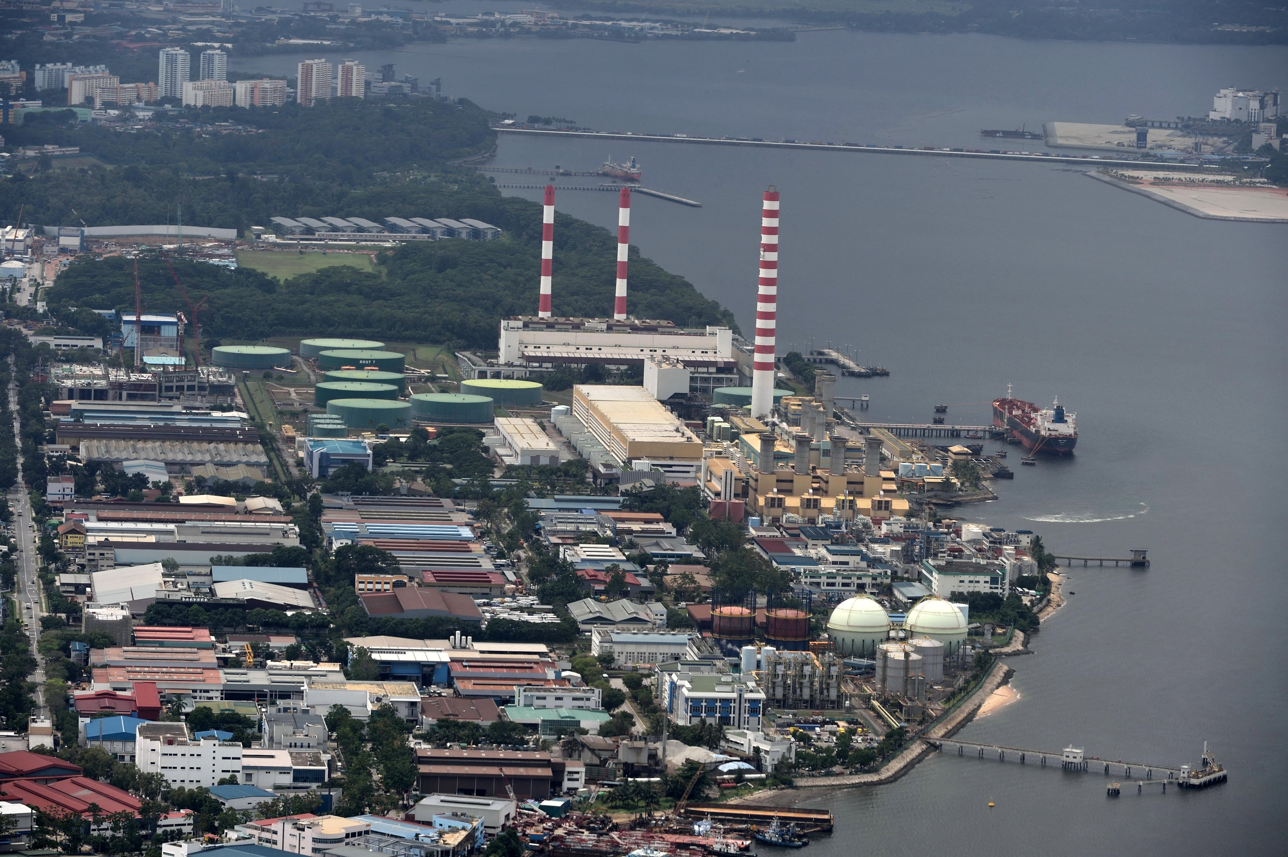 An aerial view of the Senoko power plant in Singapore. Photo: AFP