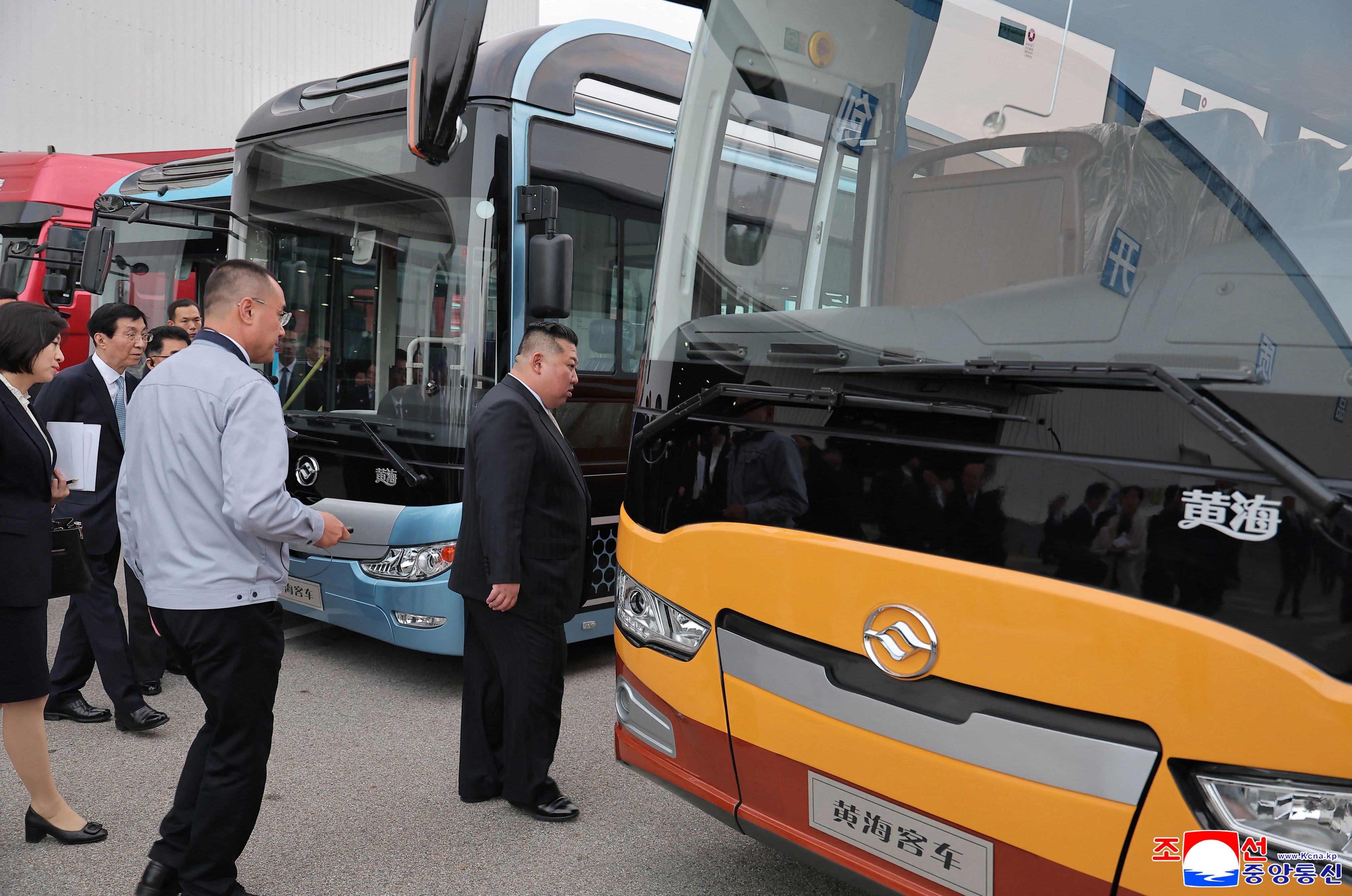 North Korean leader Kim Jong-un visits the Dandong Huanghai Automobile factory in the Chinese city of Dandong on Saturday. Photo: KCNA via KNS/AFP