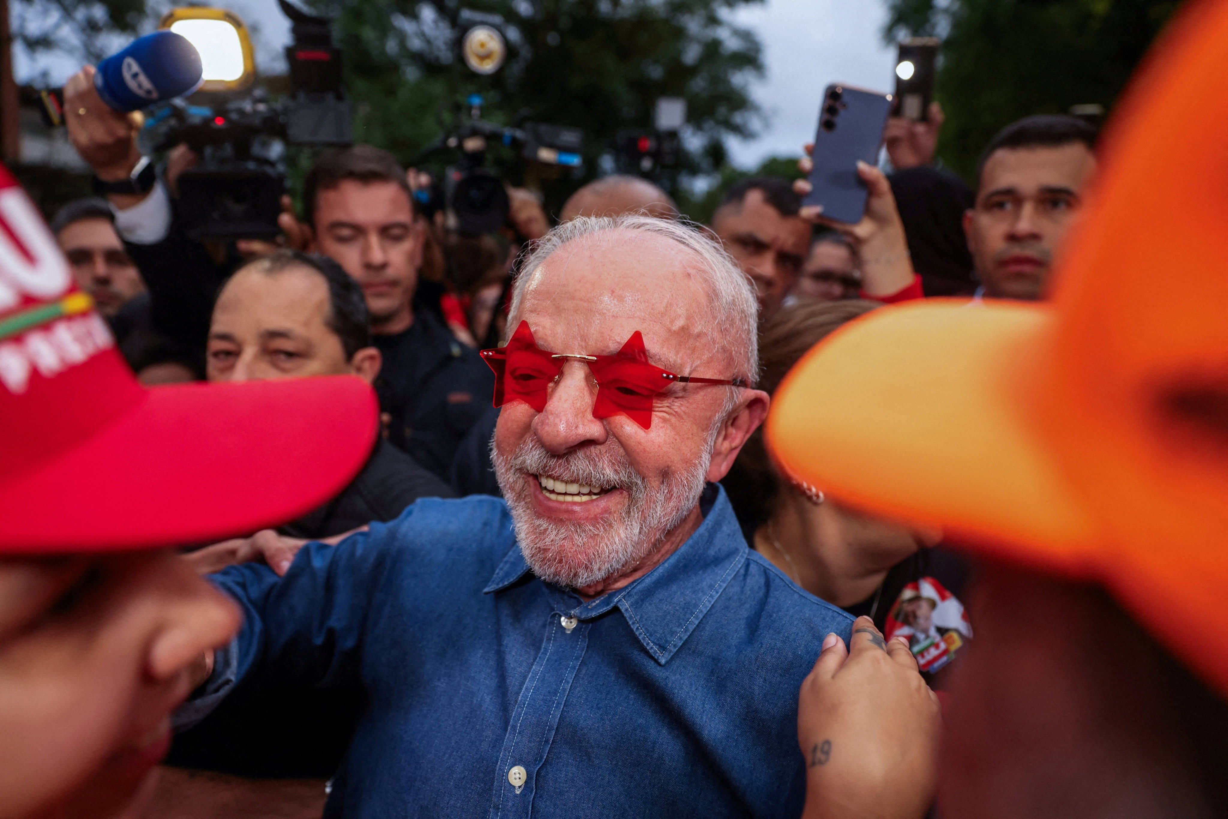 Brazilian President Luiz Inacio Lula da Silva greeting supporters in Sao Paulo on Sunday. Photo: Reuters