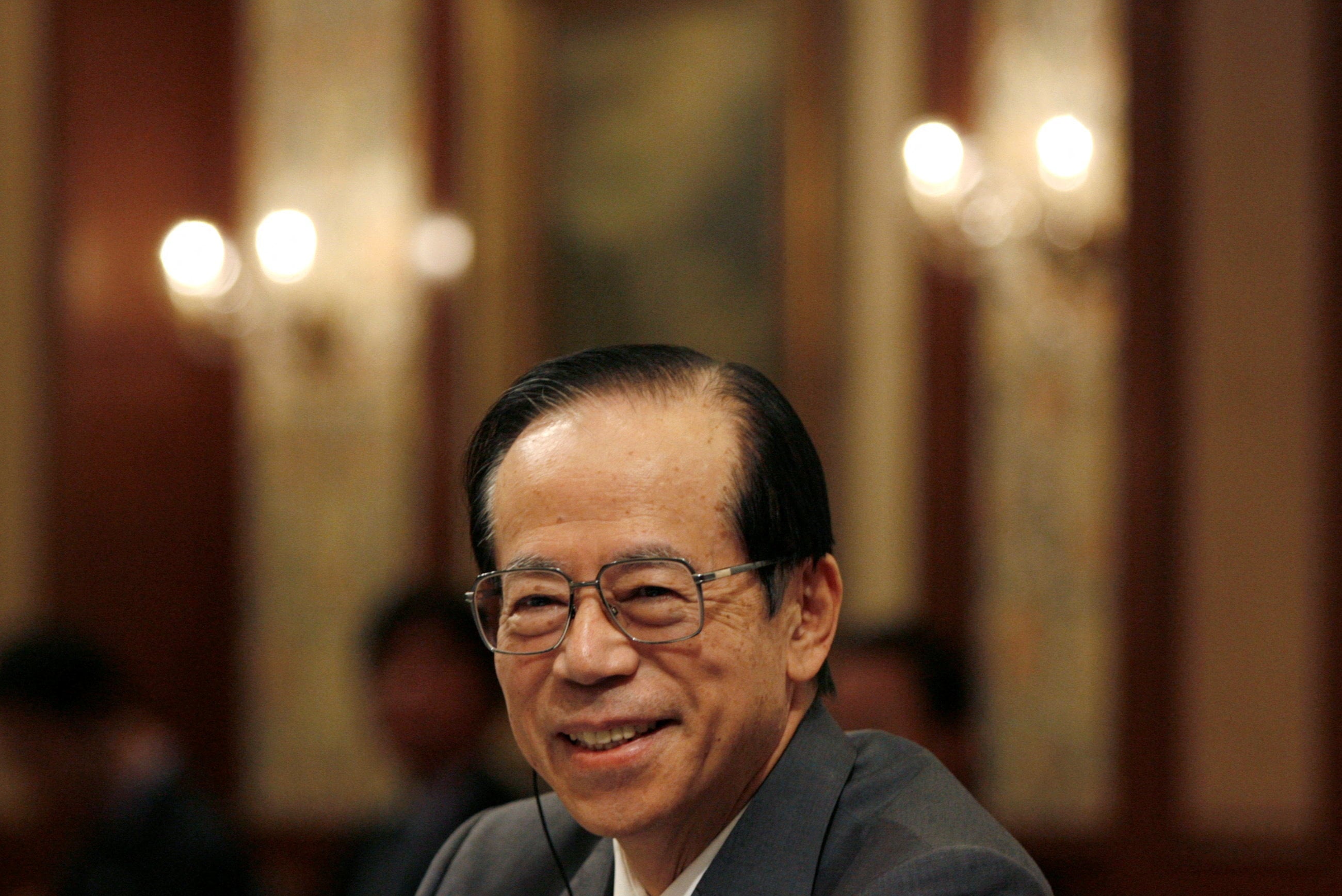 Then Japanese prime minister Yasuo Fukuda smiles during a group interview with news agencies in Tokyo in July 2008. Photo: Reuters
