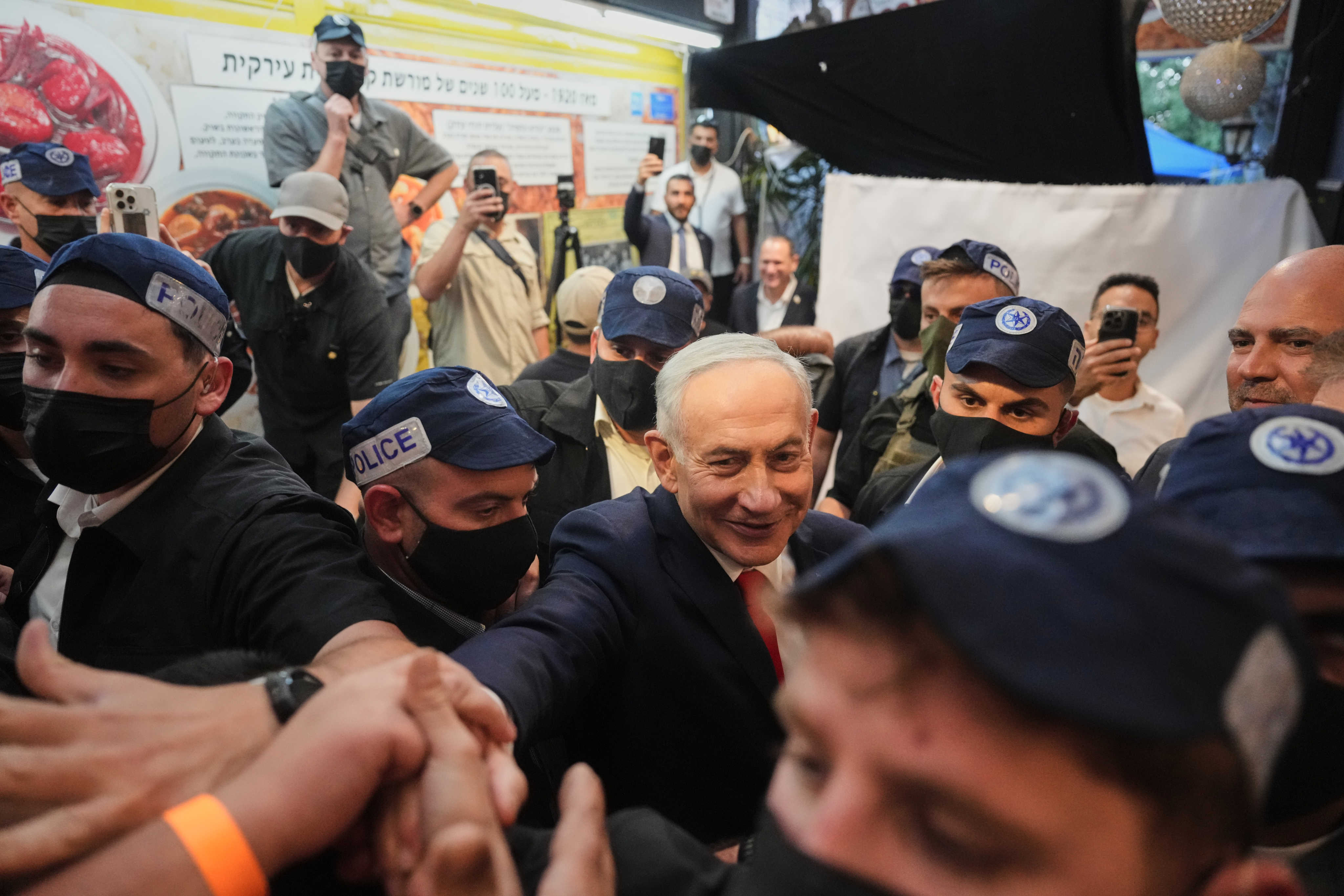 Israeli Prime Minister Benjamin Netanyahu at a campaign appearance in Tel Aviv last week. Photo: AP