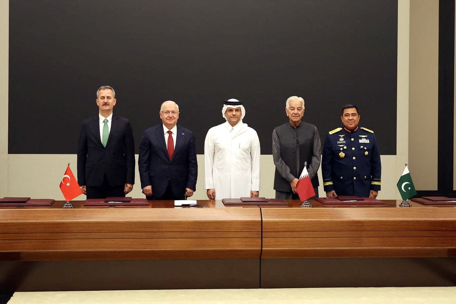 Defence chiefs from Turkey, Qatar, Pakistan and Indonesia attend a signing ceremony in Doha, Qatar, on Wednesday. The four nations established the Badr pact to boost military R&D, training and defence industry capabilities. Photo: Reuters