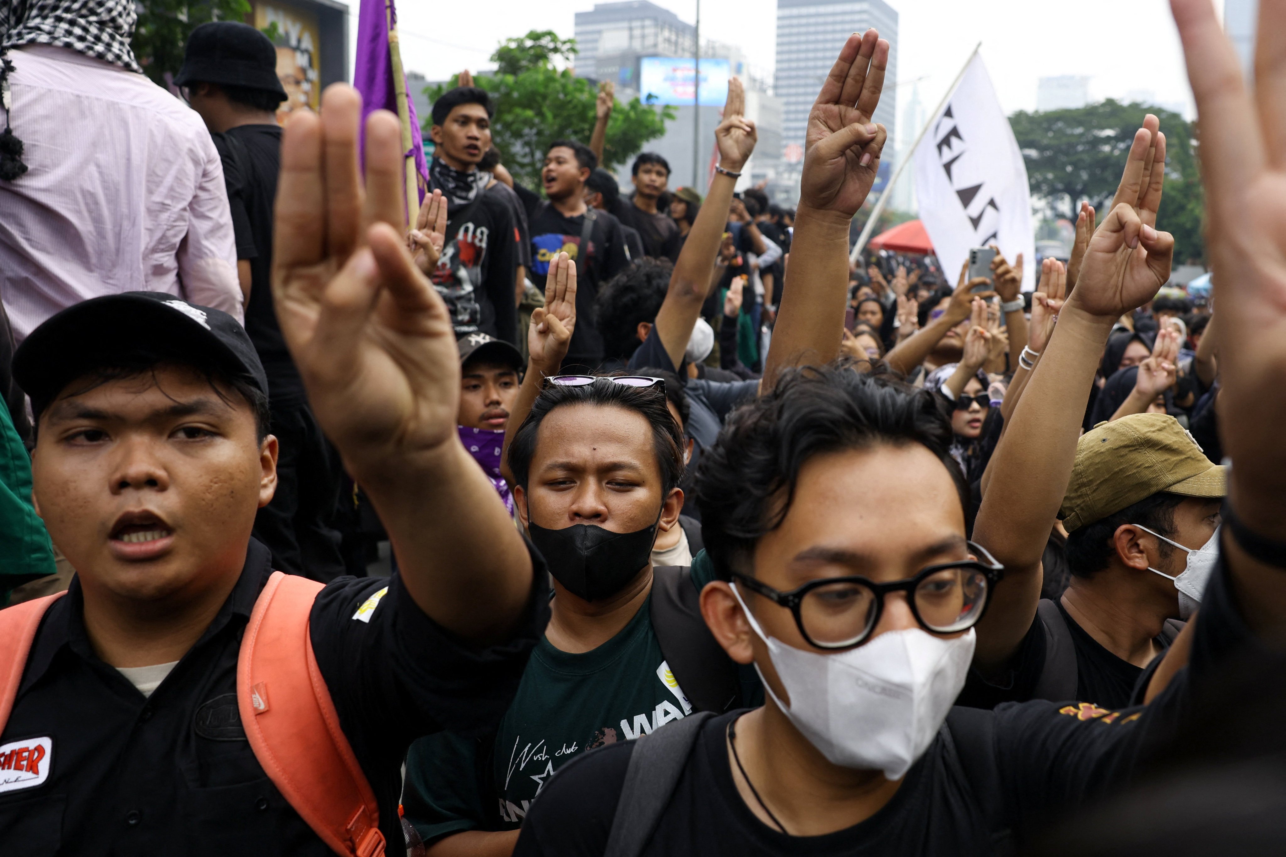University students take part in a protest against President Prabowo Subianto’s policies and the government’s handling of wildfires in Jakarta, Indonesia, on Wednesday. Photo: Reuters