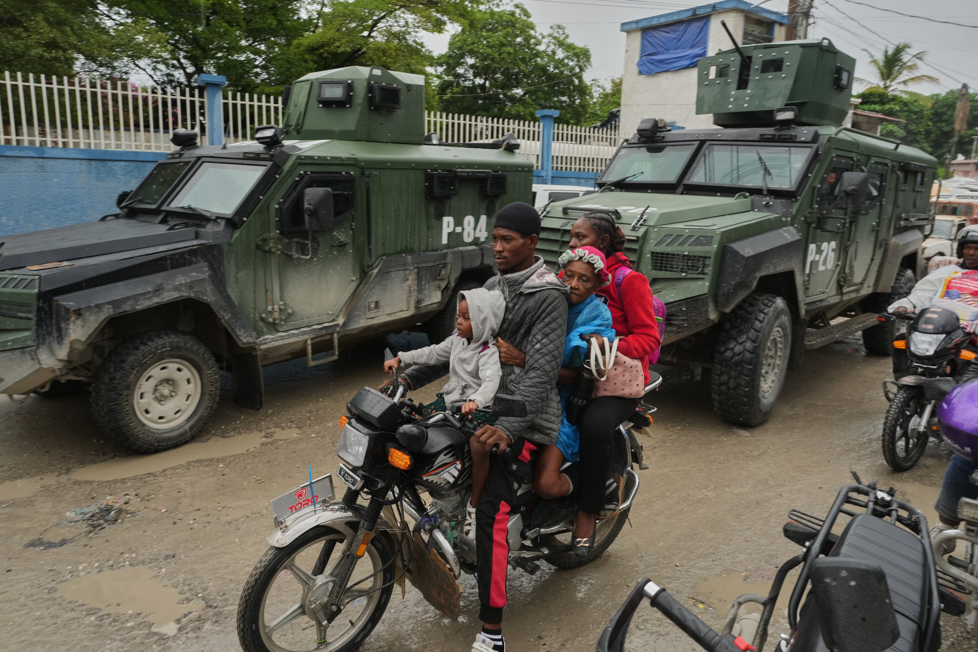 Armored vehicles in the Tabarre neighborhood of Port-au-Prince, Haiti. Photo: AP
