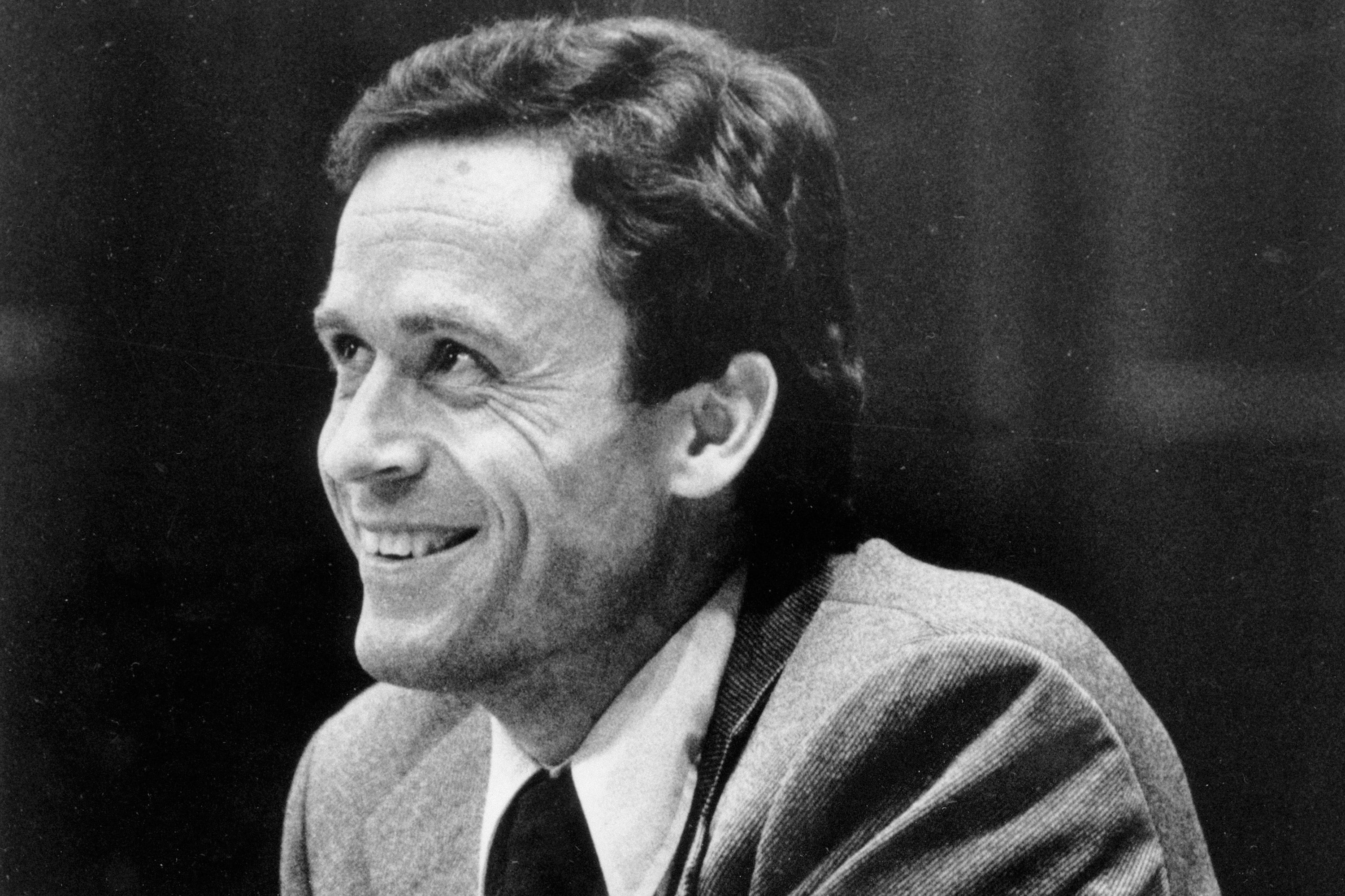 Ted Bundy smiles during the second day of jury selection for his murder trial in a Dade County courtroom in Miami in June 1979. Photo: AP
