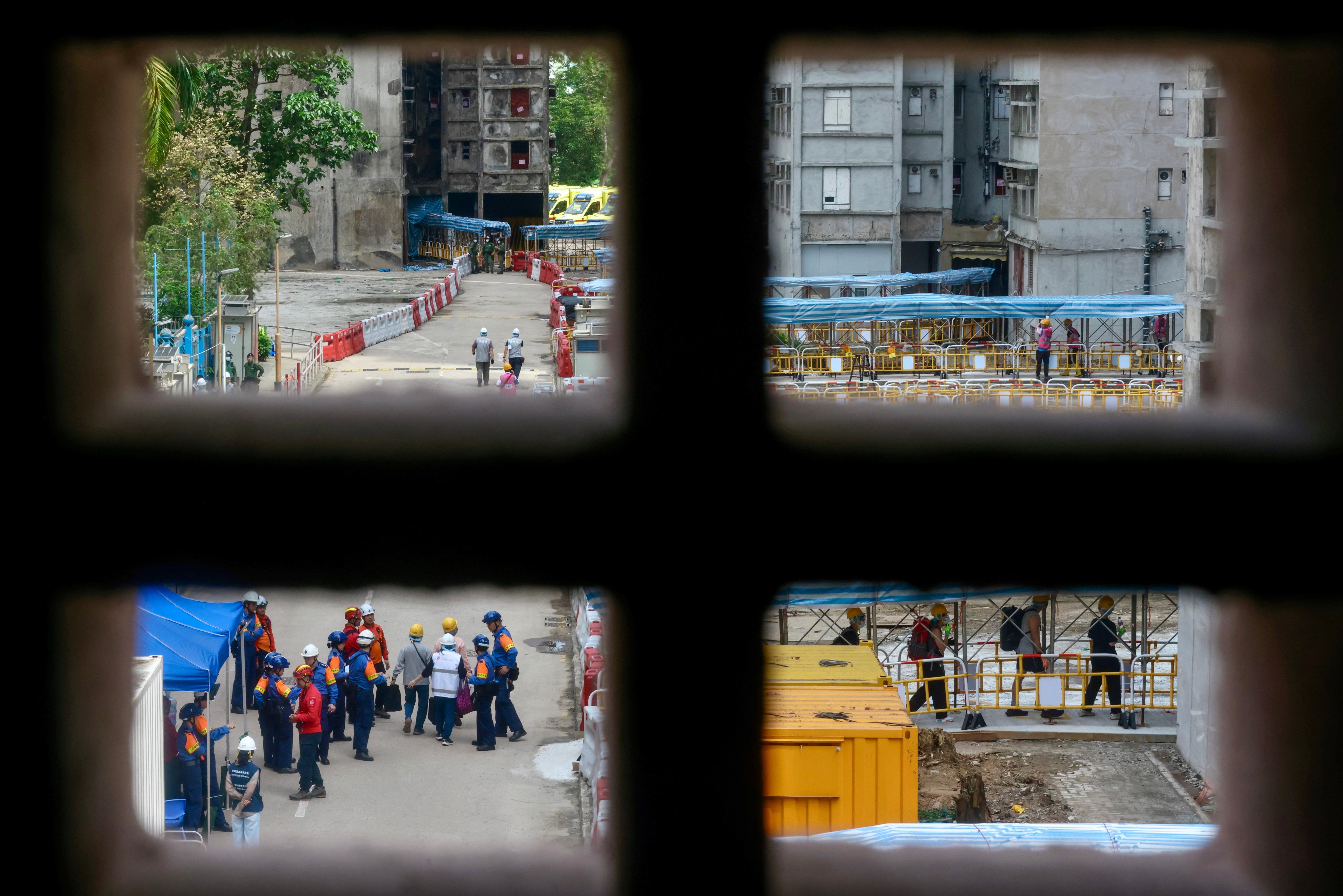 Residents of Wang Fuk Court return to retrieve personal belongings in April. Photo: Jonathan Wong