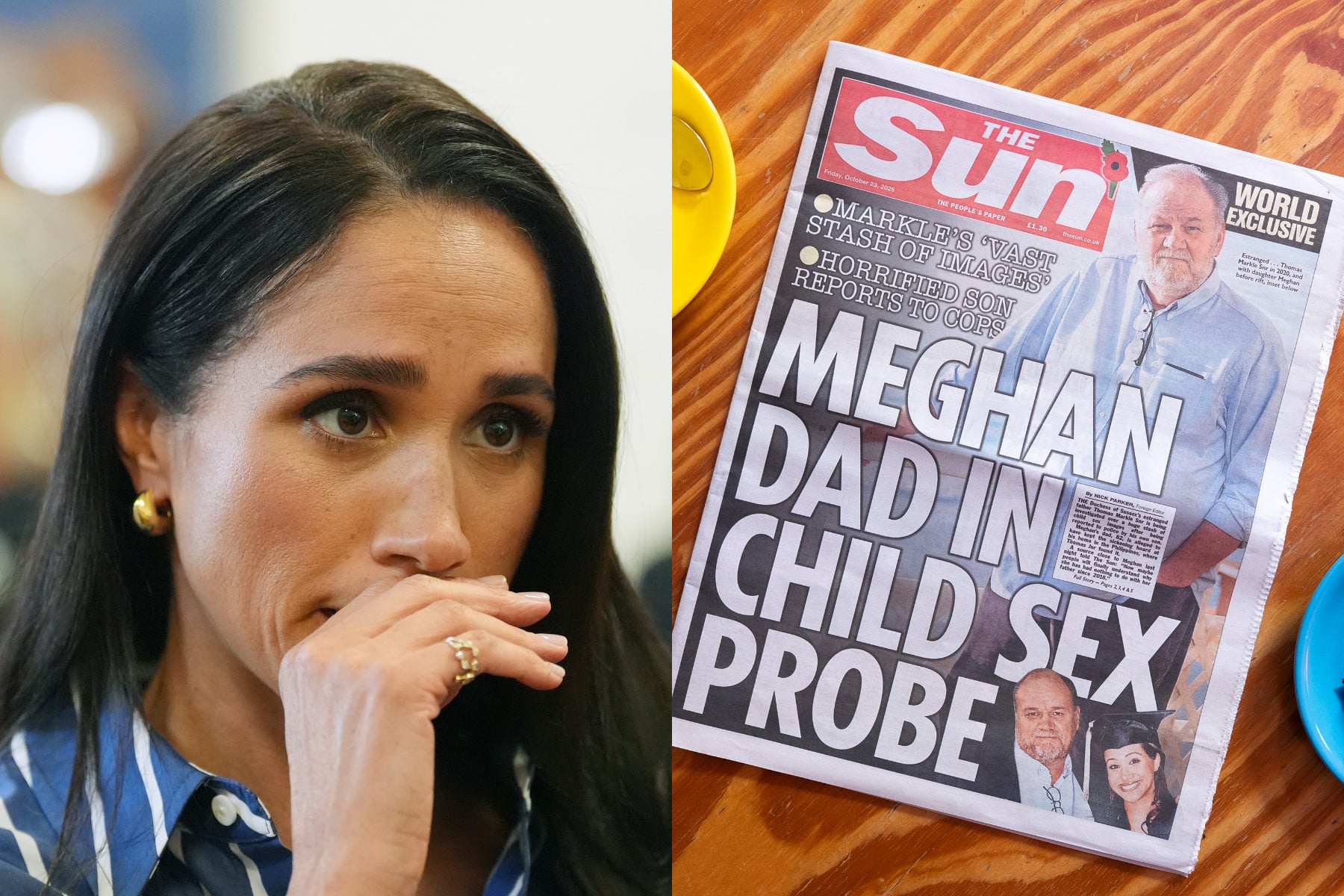 The Duchess of Sussex’s family has once again made headlines after her estranged father, Thomas Markle Snr, reportedly came under investigation for the alleged possession of indecent images of children. Photos: AP Photo; Getty Images/TNS