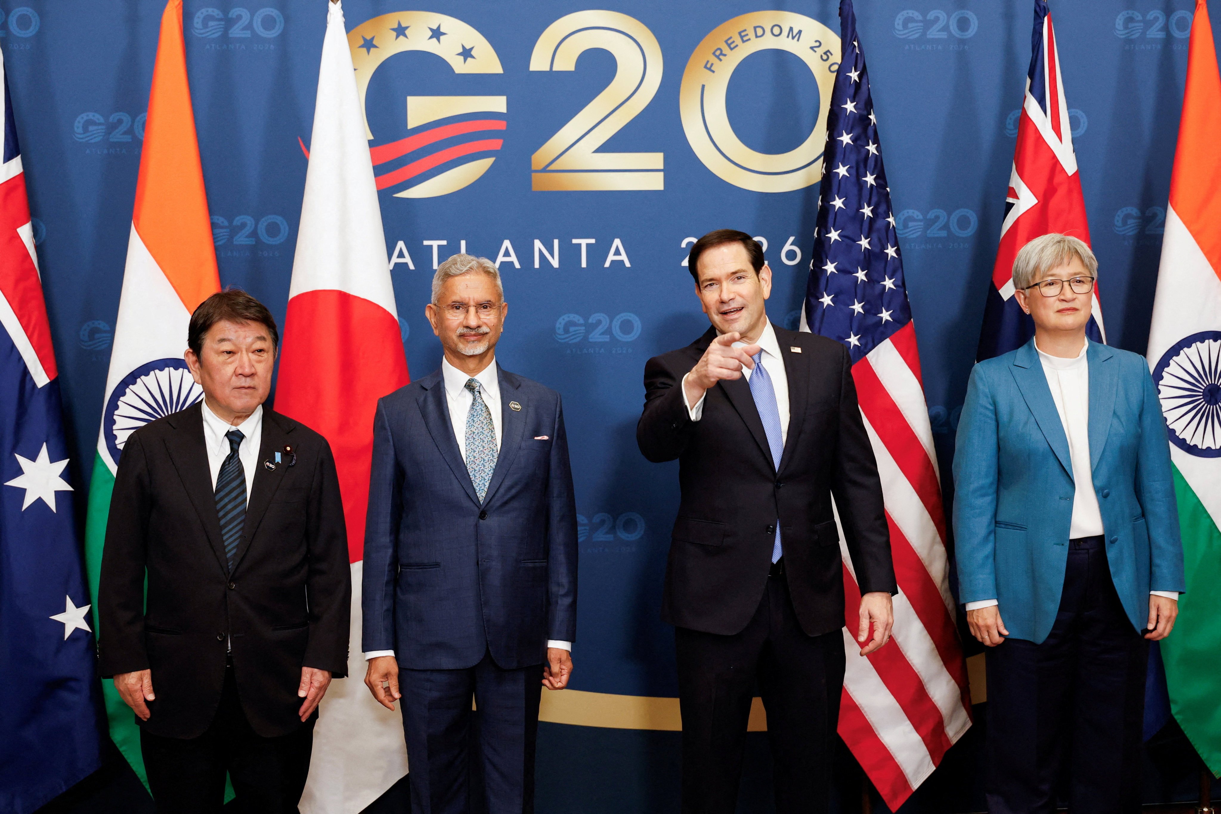 Japan’s Foreign Minister Toshimitsu Motegi, India’s External Affairs Minister S. Jaishankar, US Secretary of State Marco Rubio and Australia’s Foreign Minister Penny Wong in Atlanta, Georgia, on Saturday. Photo: Reuters