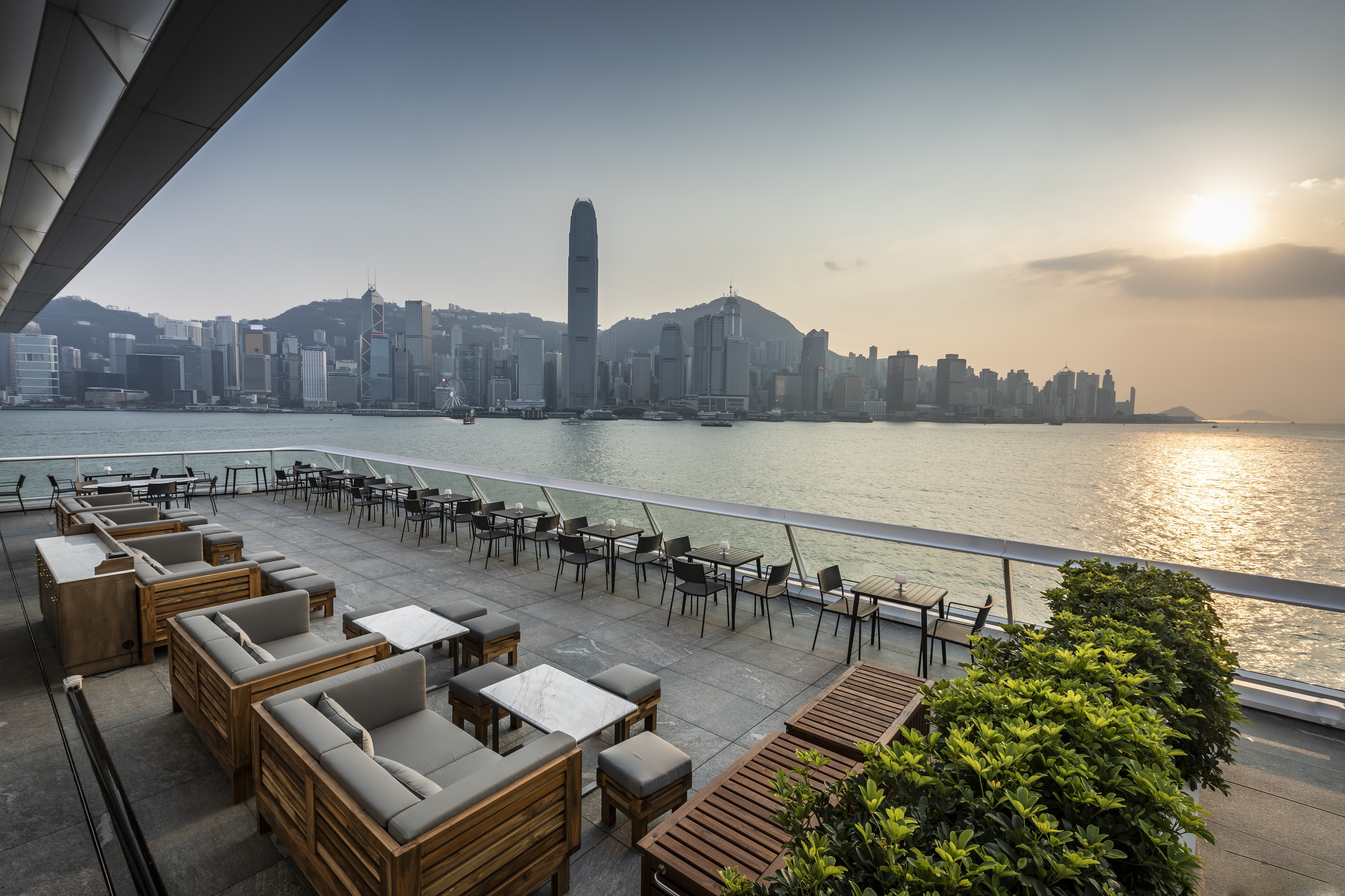 The patio of the maze Grill at Ocean Terminal.