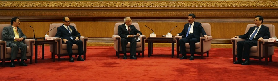 Hong Kong tycoons (from the left) Lee Shau-kee and Li Ka-shing, together with former chief executive Tung Chee-hwa, meet Chinese President Xi Jinping and then NPC Standing Committee chairman Zhang Dejiang in Beijing in 2014. Photo: Joyce Ng