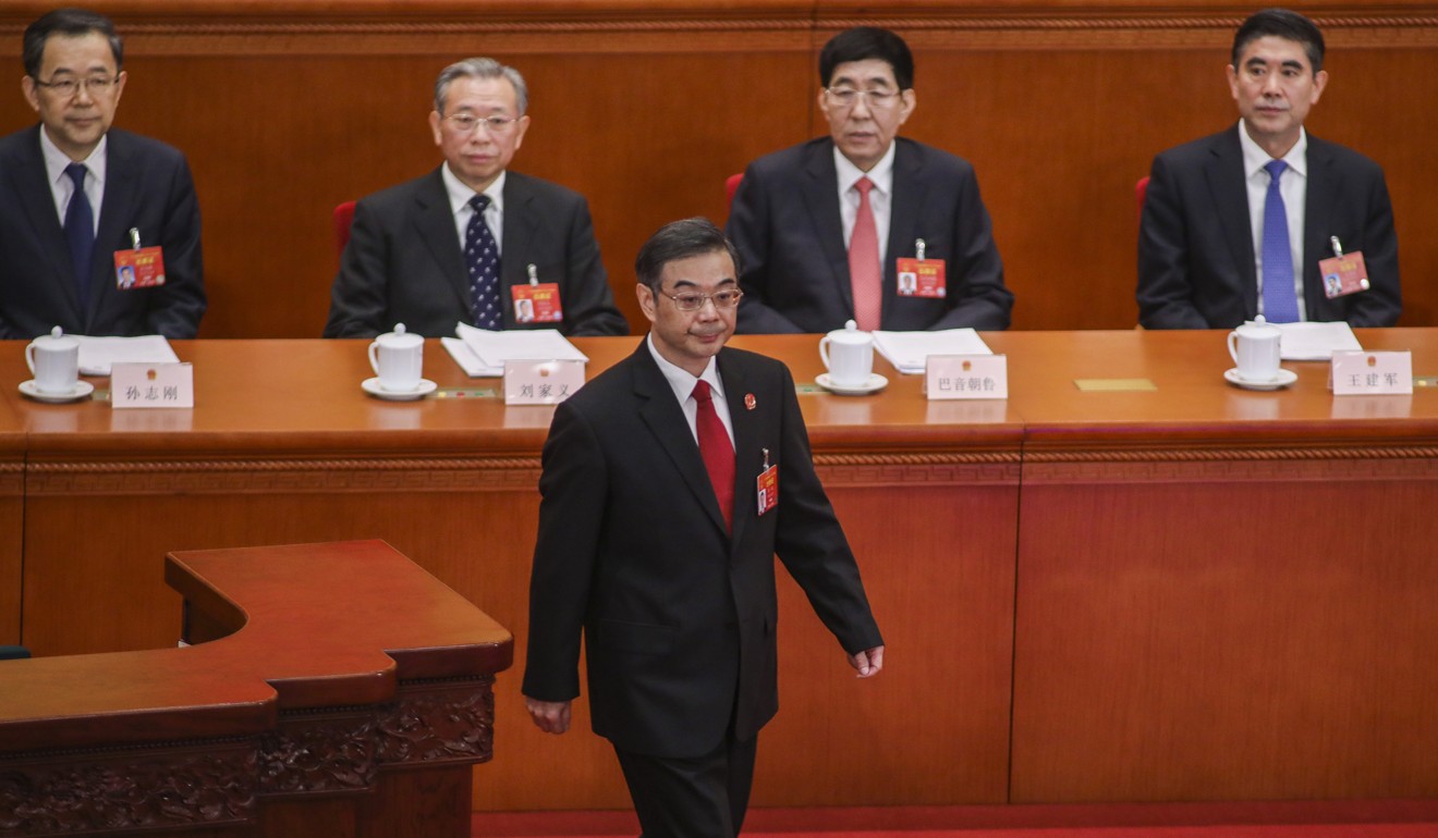 Zhou Qiang, Chief Justice and President of the Supreme People's Court, at the Great Hall of the People in Beijing. Photo: Simon Song