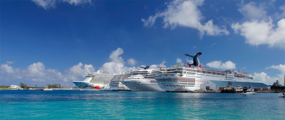 Cruise ships lined up in Nassau, the Bahamas. Photo: Alamy