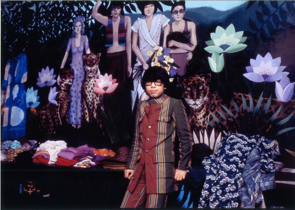 The legendary fashion designer in his store Jungle Jap in Paris in the early 1970s.