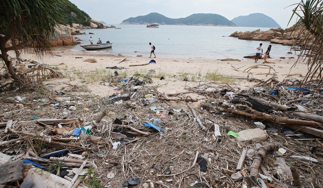 Rubbish lies strewn across a beach on Soko Island. Photo: K.Y. Cheng