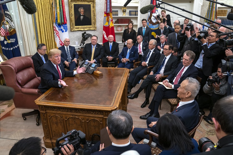 US President Donald J. Trump (L) meeting with Chinese Vice Premier Liu He (R) in the Oval Office on 31 January 2019. Photo: EPA-EFE