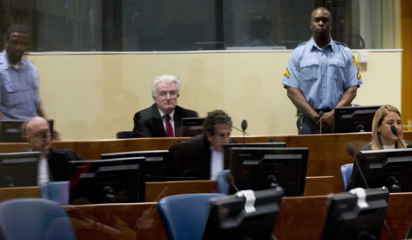 Radovan Karadzic in the courtroom in The Hague on Wednesday. Photo: EPA