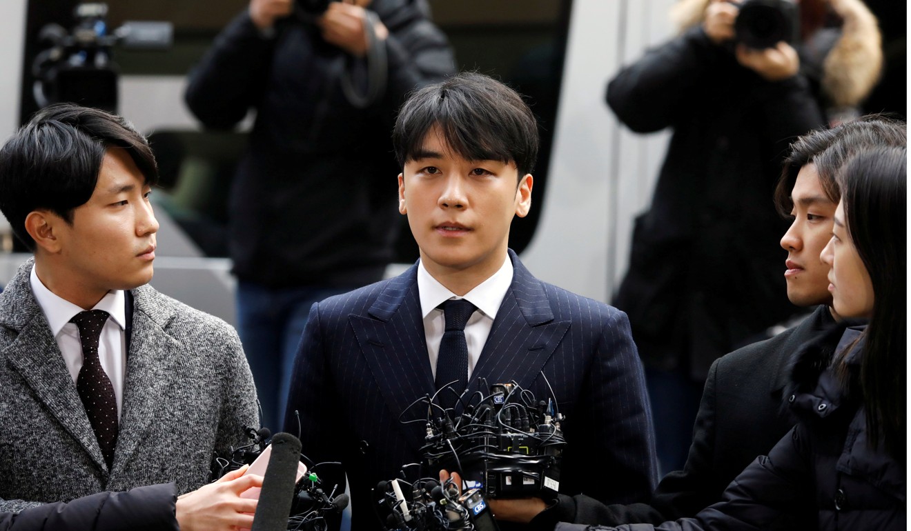 Another K-pop star, Seungri from Big Bang, arrives to be questioned over a sex bribery case at the Seoul Metropolitan Police Agency in Seoul. Photo: Reuters/Kim Hong-Ji