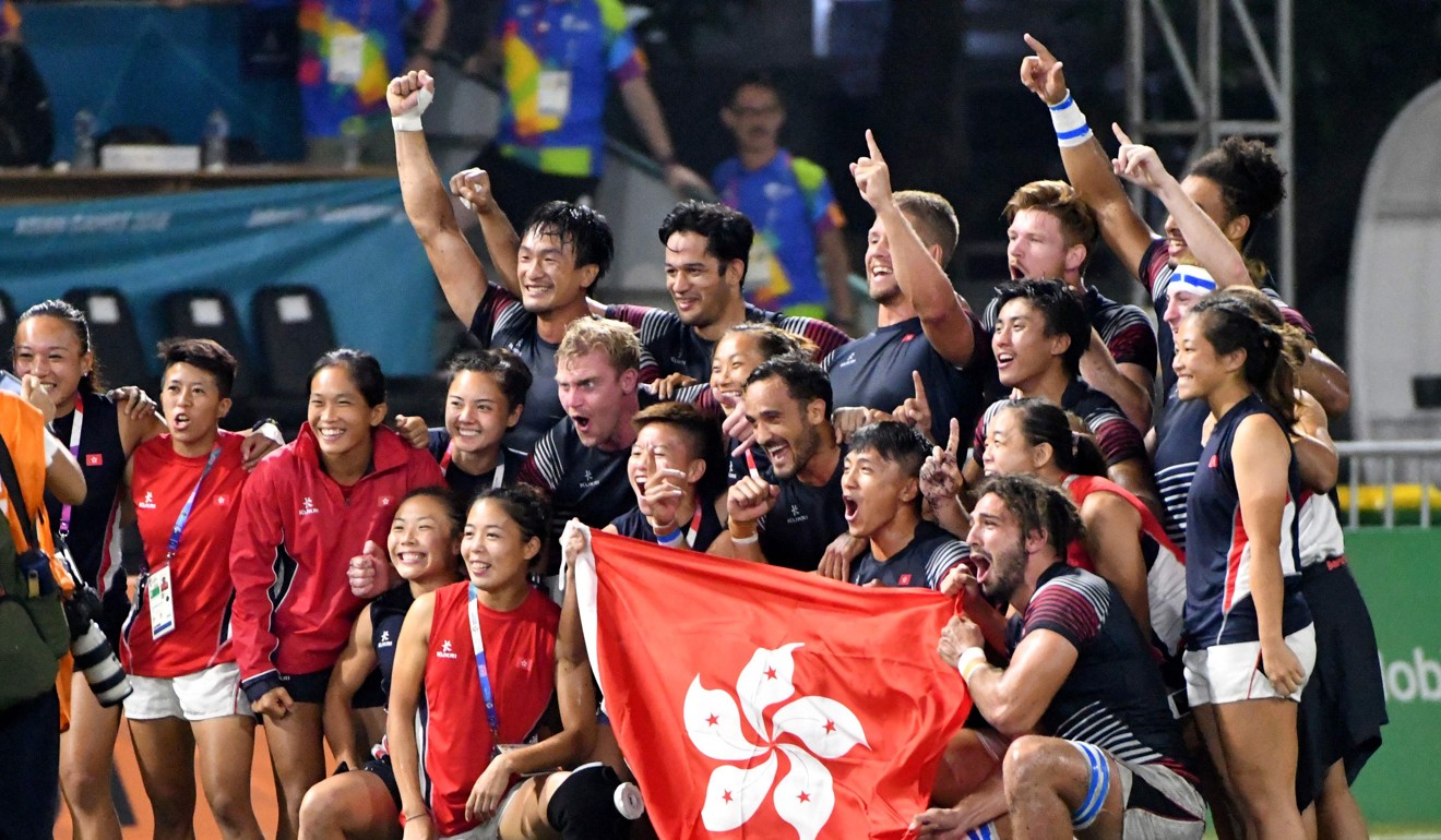 Hong Kong’s rugby sevens men’s team are likely to win the best team award after their Asian Games gold. Photo: AFP