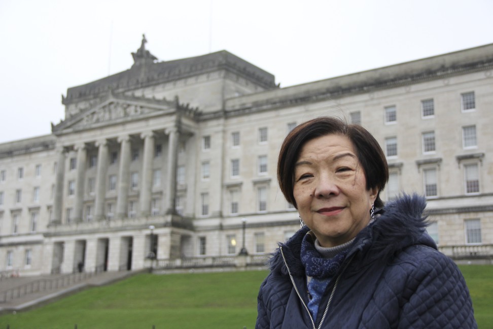 Lo outside Stormont, the Northern Ireland Parliament building. Photo: Peter Simpson