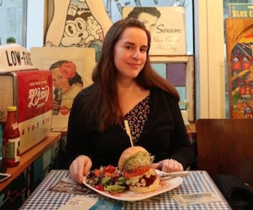 Writer Kayla Hill, who was on a mission to find the best vegan burger in Hong Kong.