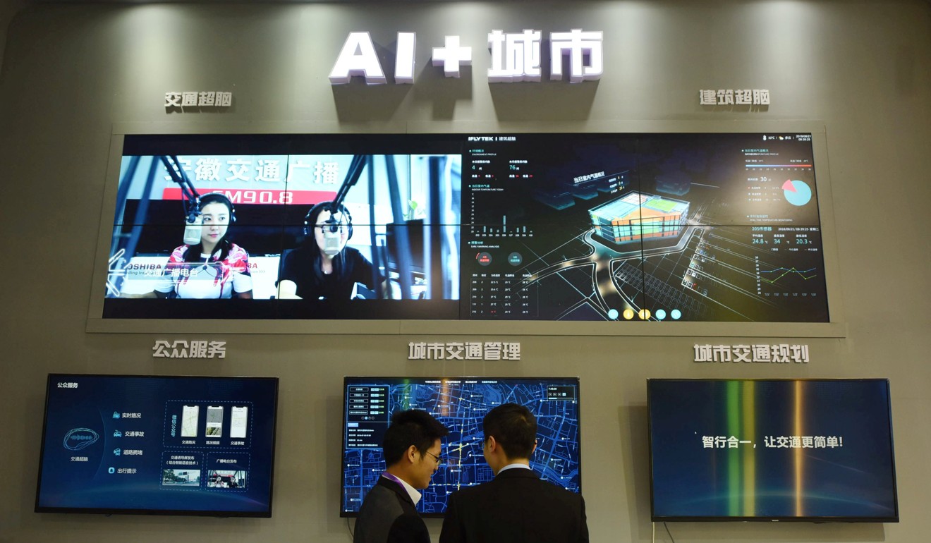 iFlytek’s AI smart city display at the International Intelligent Transportation Industry Expo in Hangzhou, in December 2018. Photo: Reuters