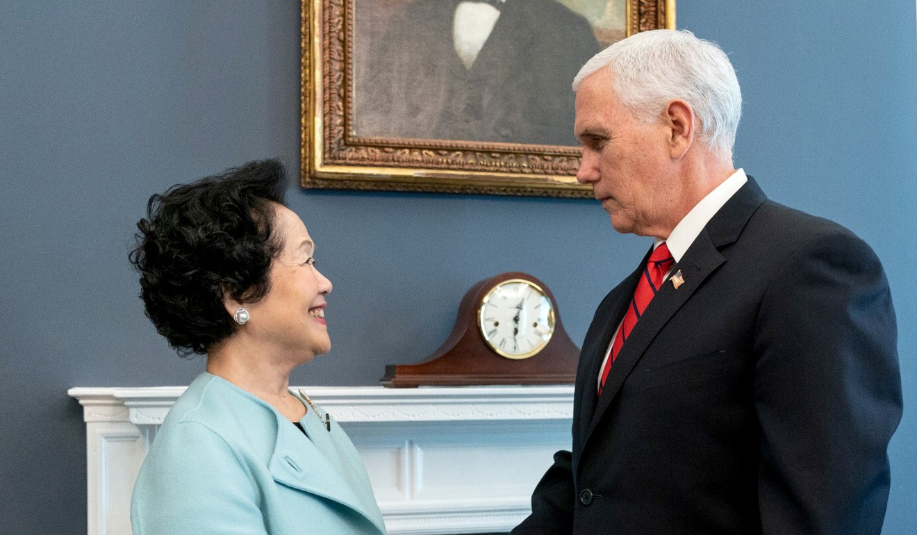 Anson Chan meets US Vice-President Mike Pence at the White House. Photo: Handout