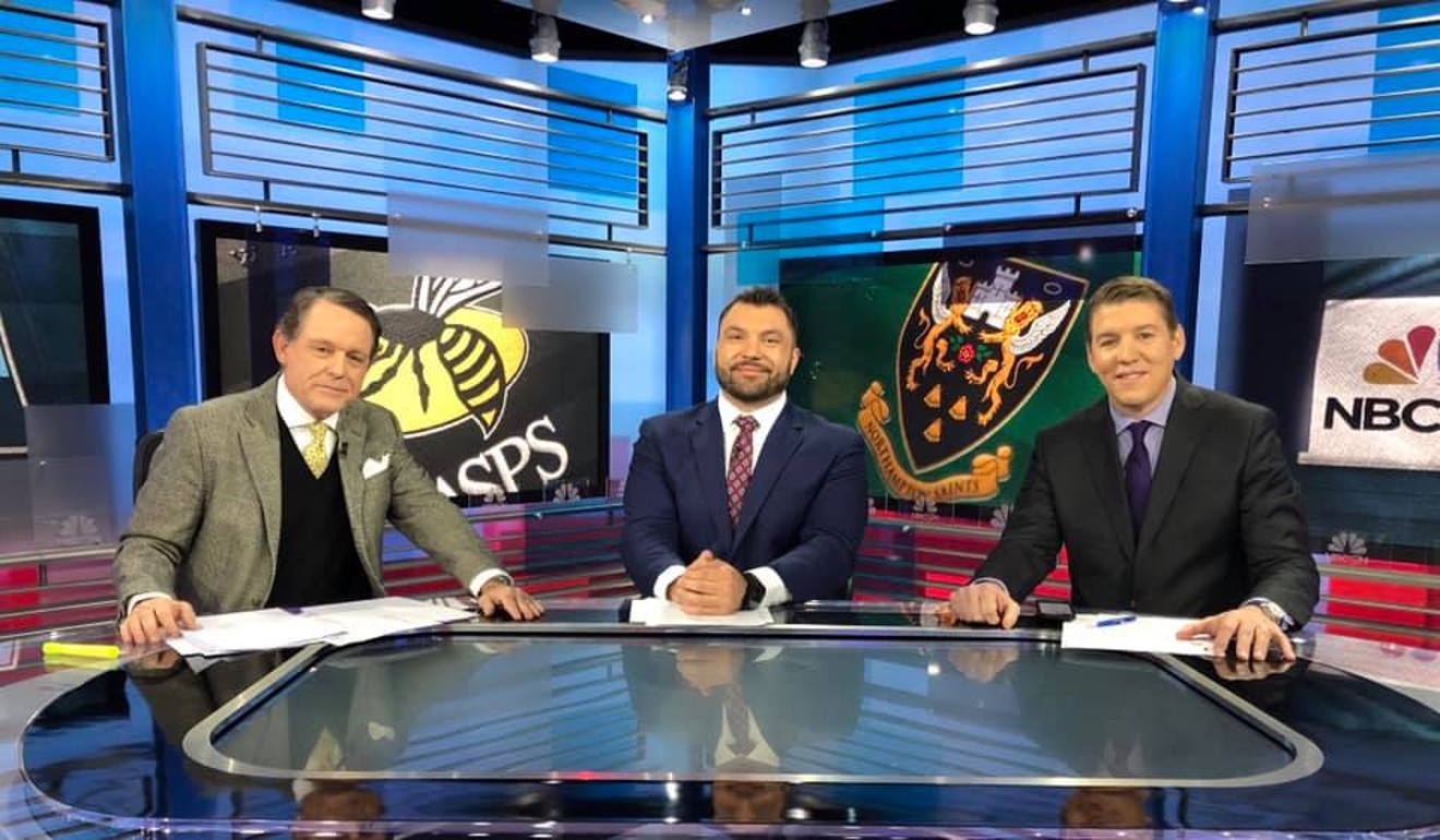 Dan Lyle (right) on the NBCSN rugby panel. Photo: Dan Lyle