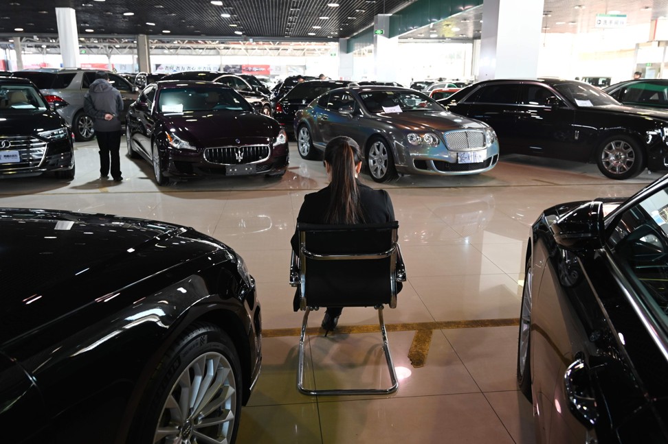 Car sales in China dropped 5.8 per cent to 22.35 million units in 2018, according to data from the China Passenger Car Association. Photo: AFP