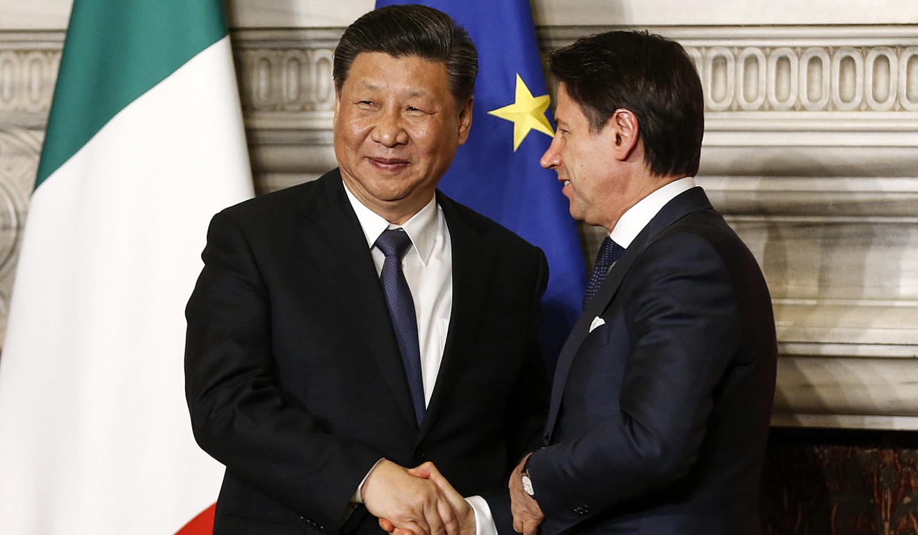 Chinese President Xi Jinping and Italian Prime Minister Giuseppe Conte meet in Rome on the weekend. Photo: EPA