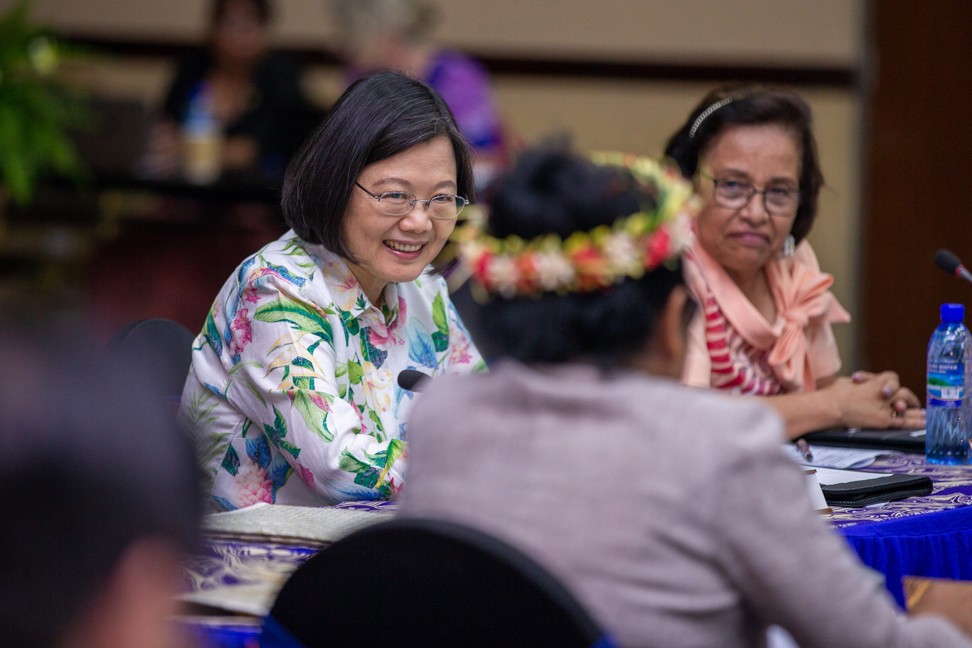 Tsai Ing-wen and Marshall Islands’ President Hilda Heine attend the inaugural Pacific Women Leaders Coalition Conference in the Marshall Islands. Photo: EPA