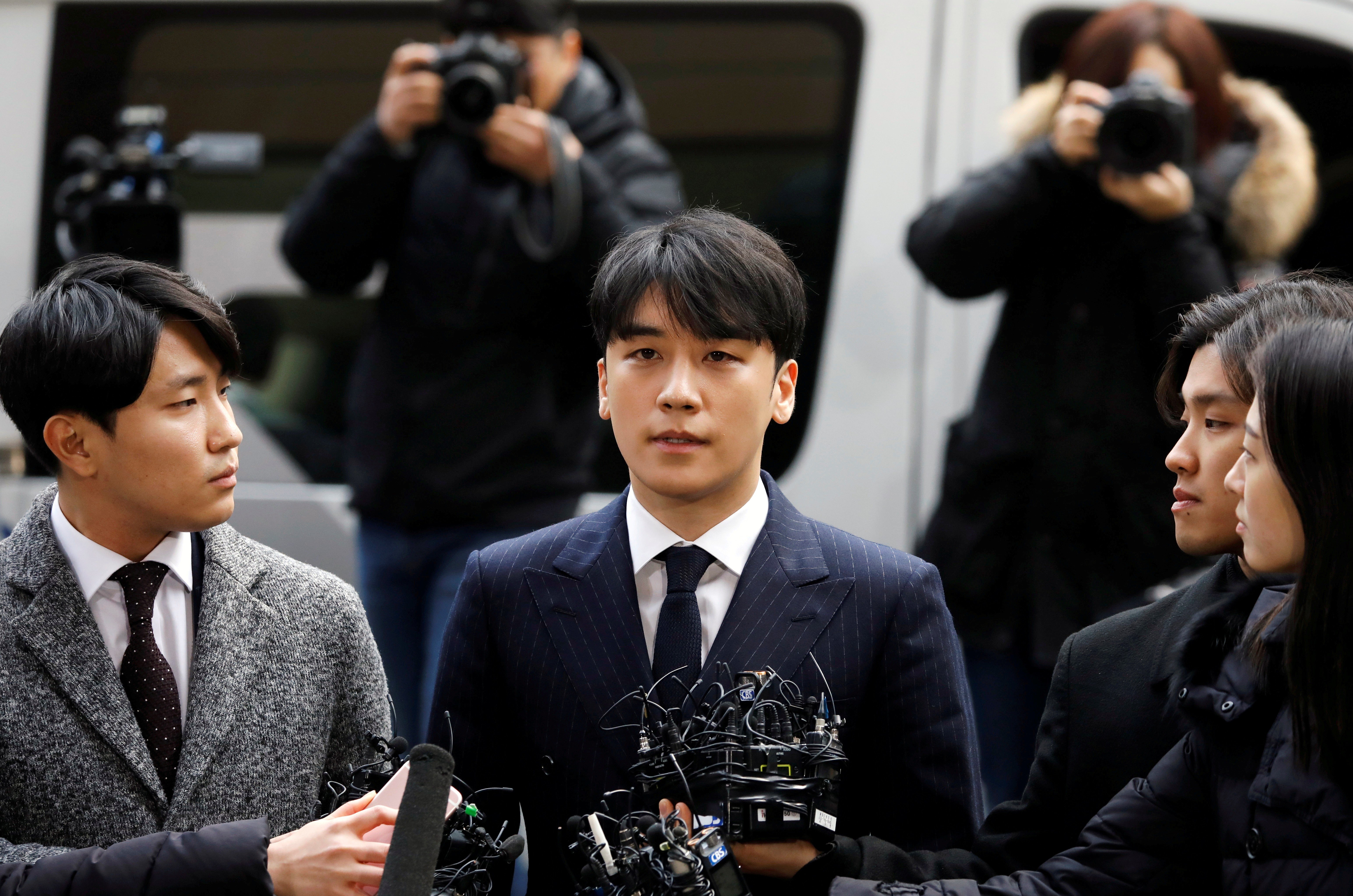 Seungri, a former member of South Korean K-pop band Big Bang, arrives to be questioned about sex bribery allegations at the Seoul Metropolitan Police Agency in South Korea earlier this month. Photo: Reuters