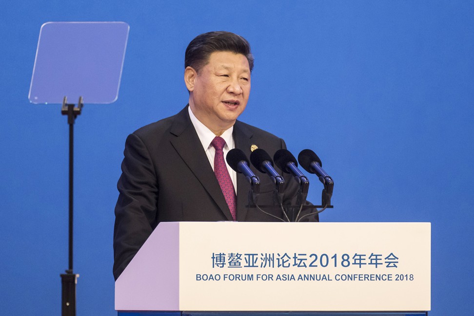 Chinese President Xi Jinping speaks at the 2018 Boao Forum for Asia. Photo: Bloomberg