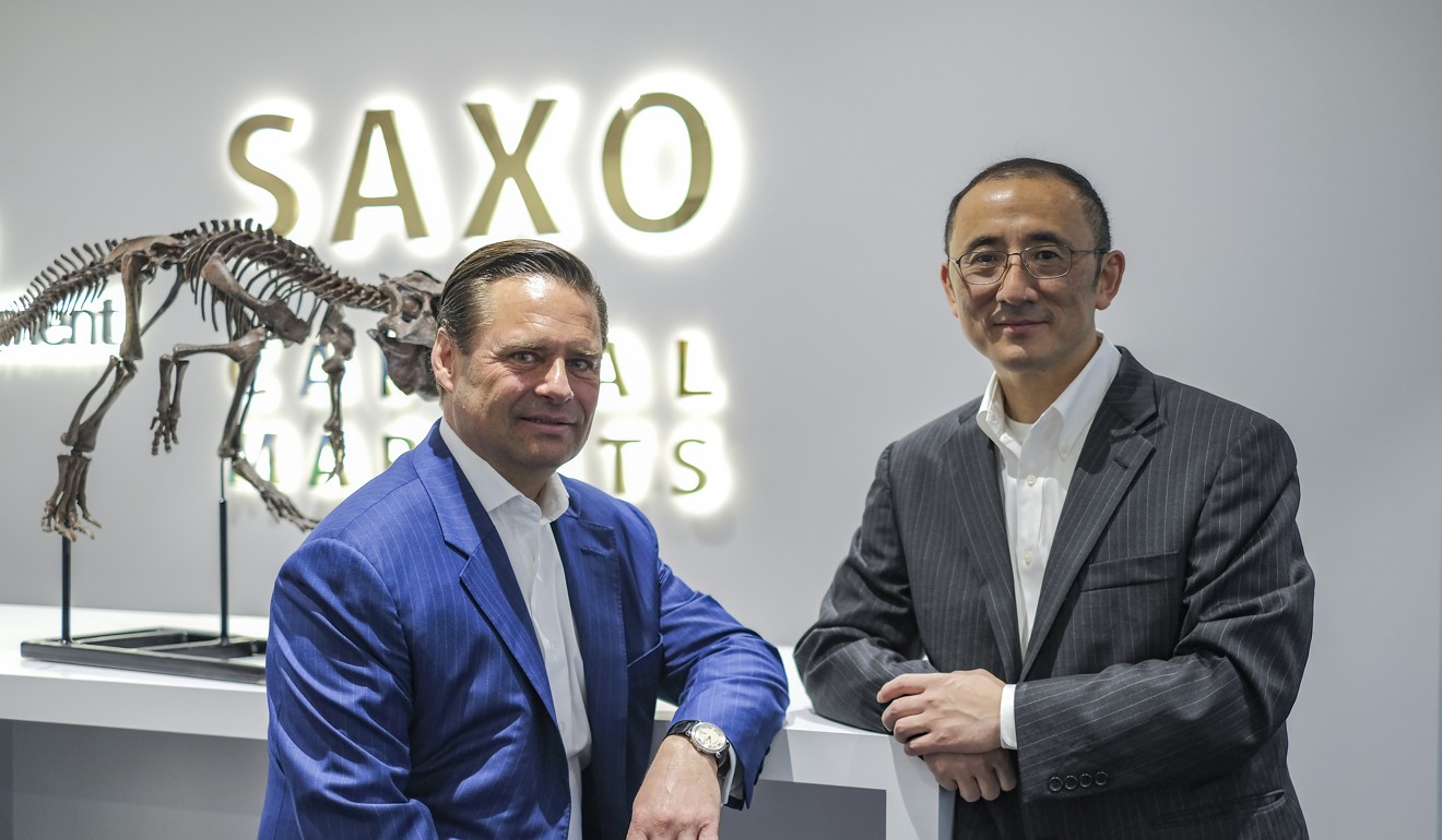 From left, Kim Fournais, co-founder and CEO of Saxo Bank, and Xu Fan, its chief executive in China. Photo: Tory Ho