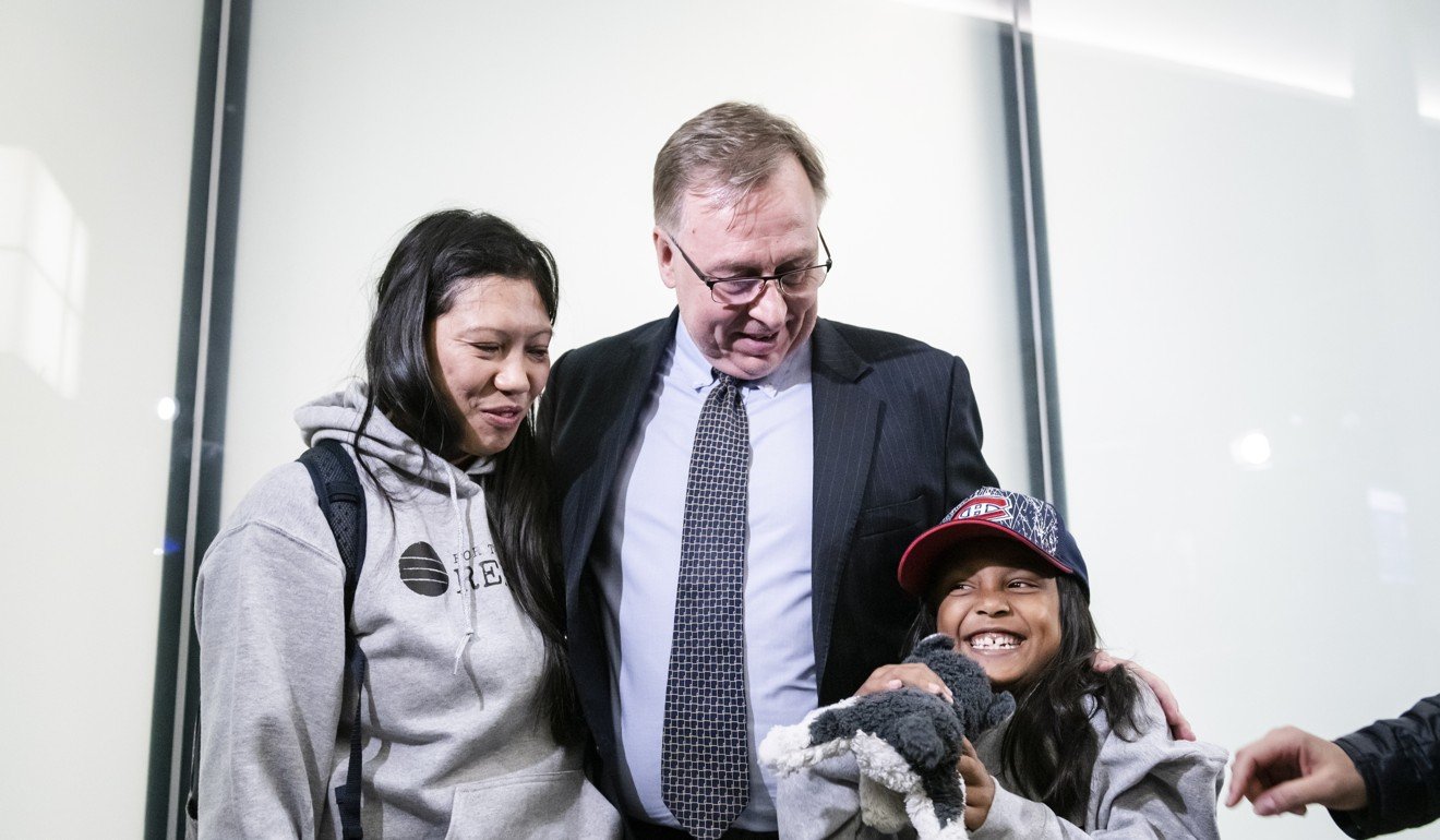 Vanessa Rodel and her daughter Keana with lawyer Robert Tibbo. Photo: AP