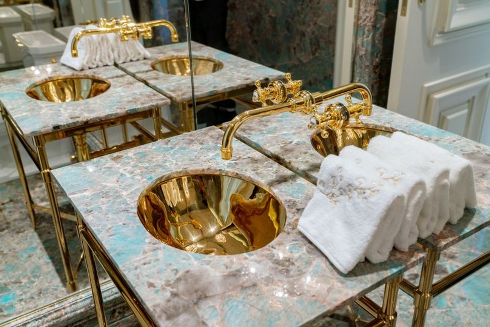 A luxurious bathroom sink at one of the homes in Tai Tam. Photo: Bloomberg
