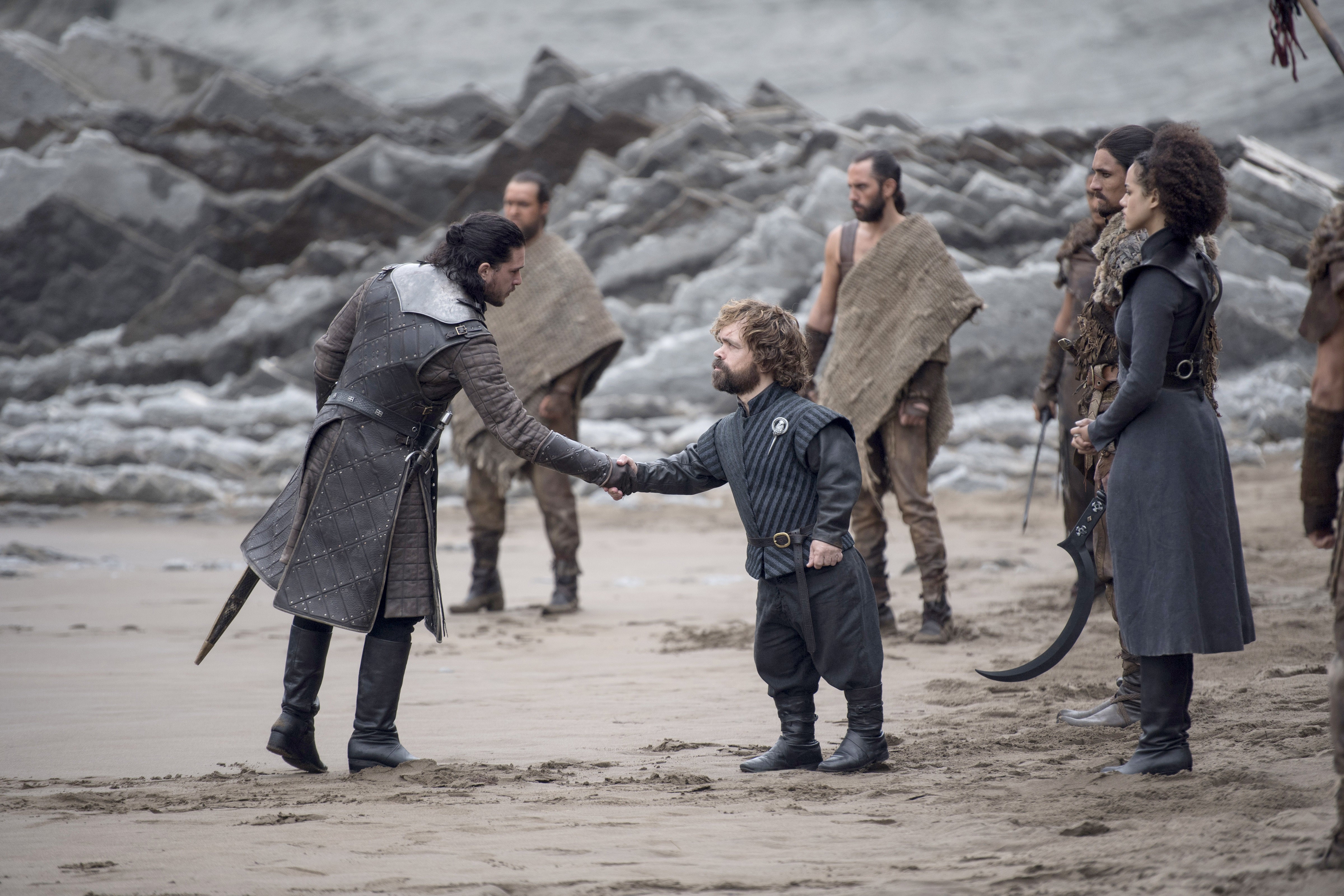 Tyrion Lannister and Jon Snow meet at Dragonstone in the penultimate season of ‘Game of Thrones’. Photo: HBO