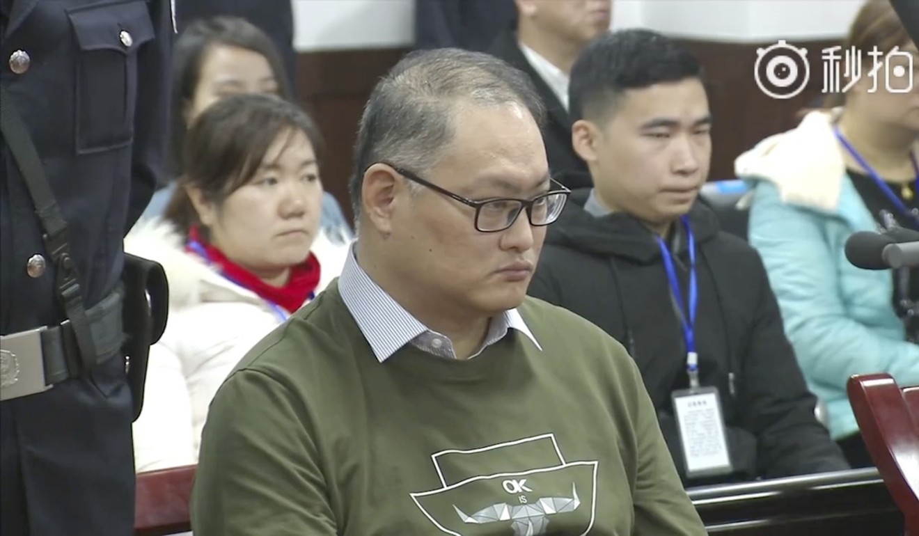 Taiwanese human rights activist Lee Ming-che at the Intermediate People’s Court of Yueyang, in central China’s Hunan province in November 2017. Photo: AP