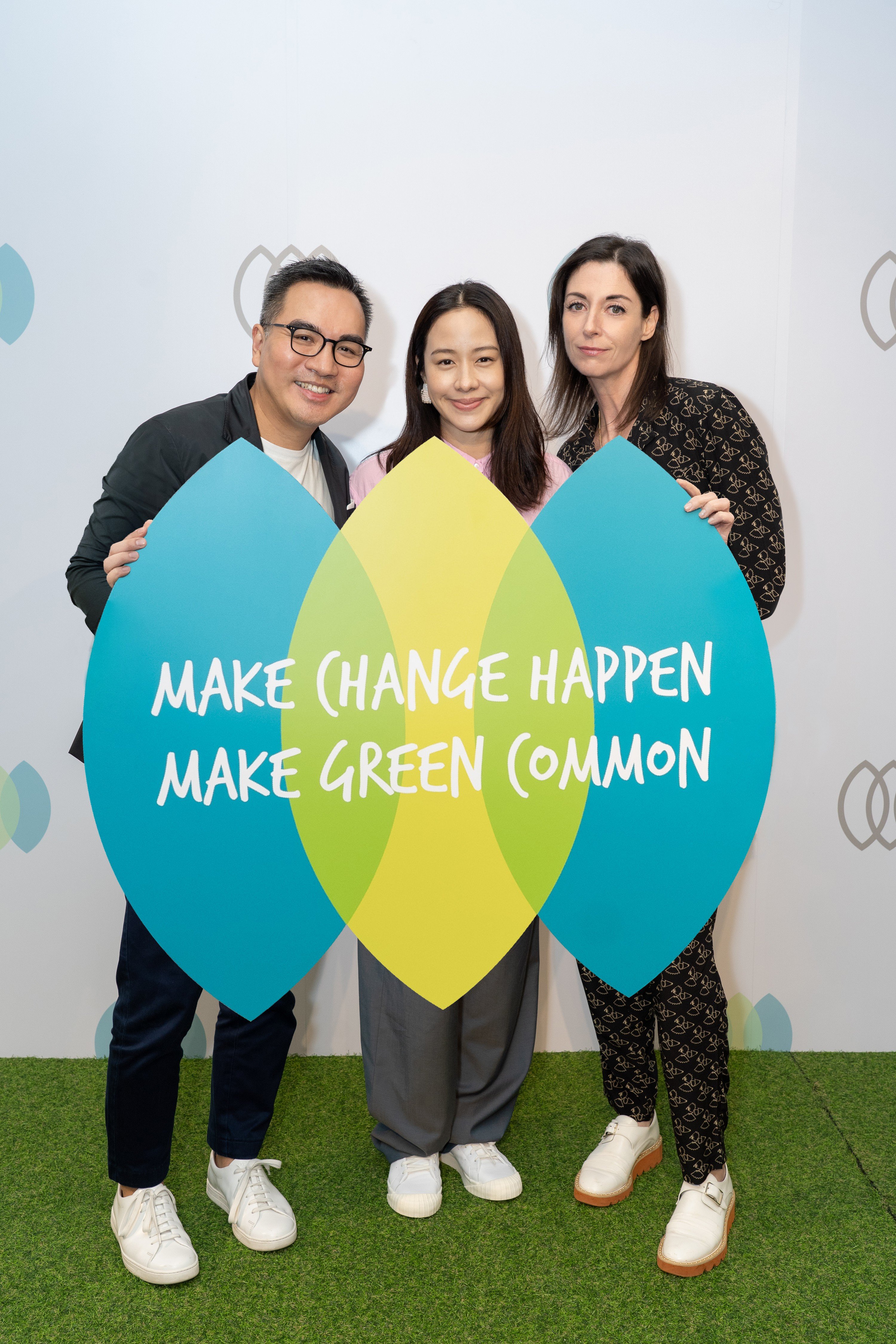 David Yeung (left), Karena Lam and Mary McCartney at a Green Monday event.