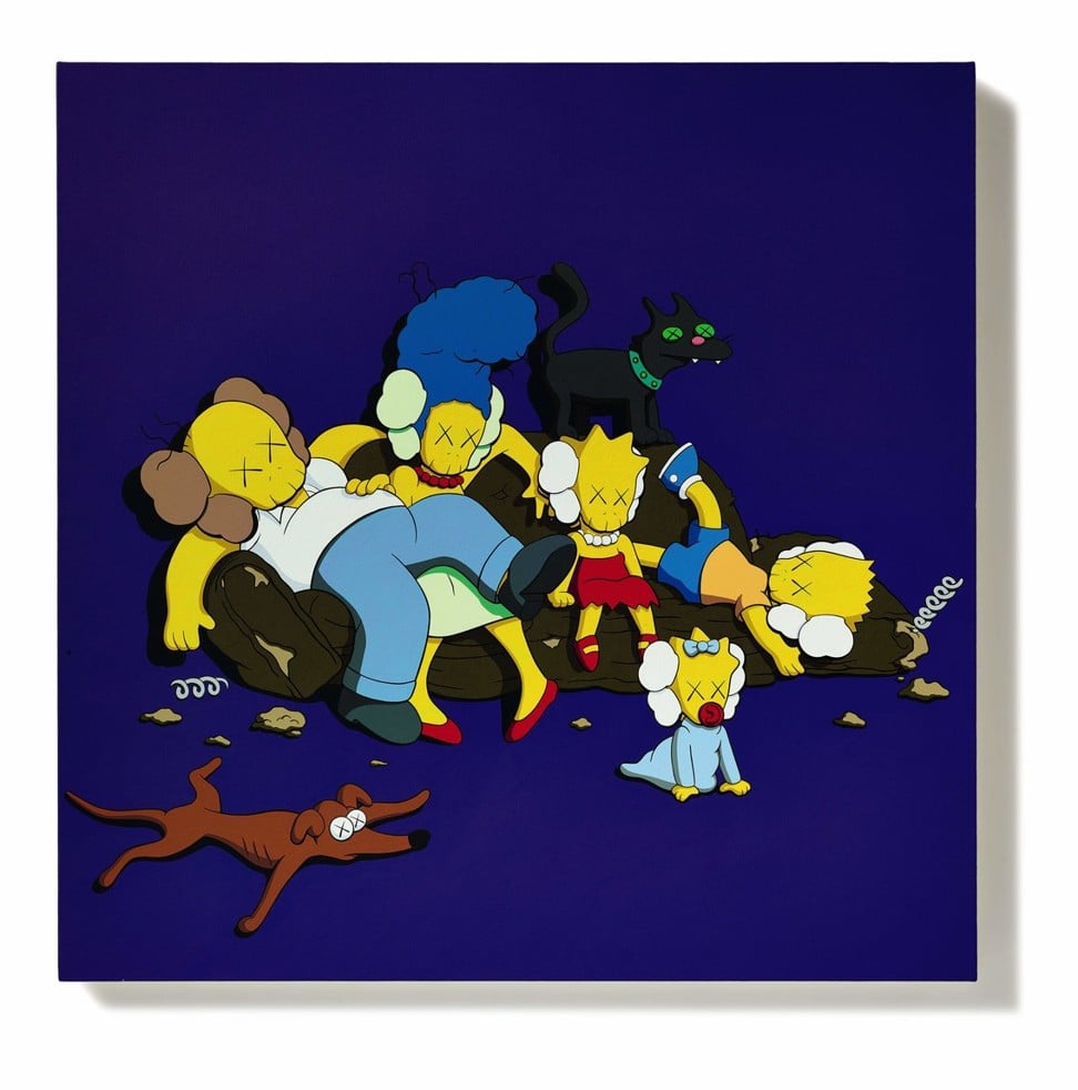 ‘UNTITLED (KIMPSONS #3)’, by American artist KAWS, was sold for US$2.6 million at Sotheby’s auction in Hong Kong on April 1. Photo: Sotheby's