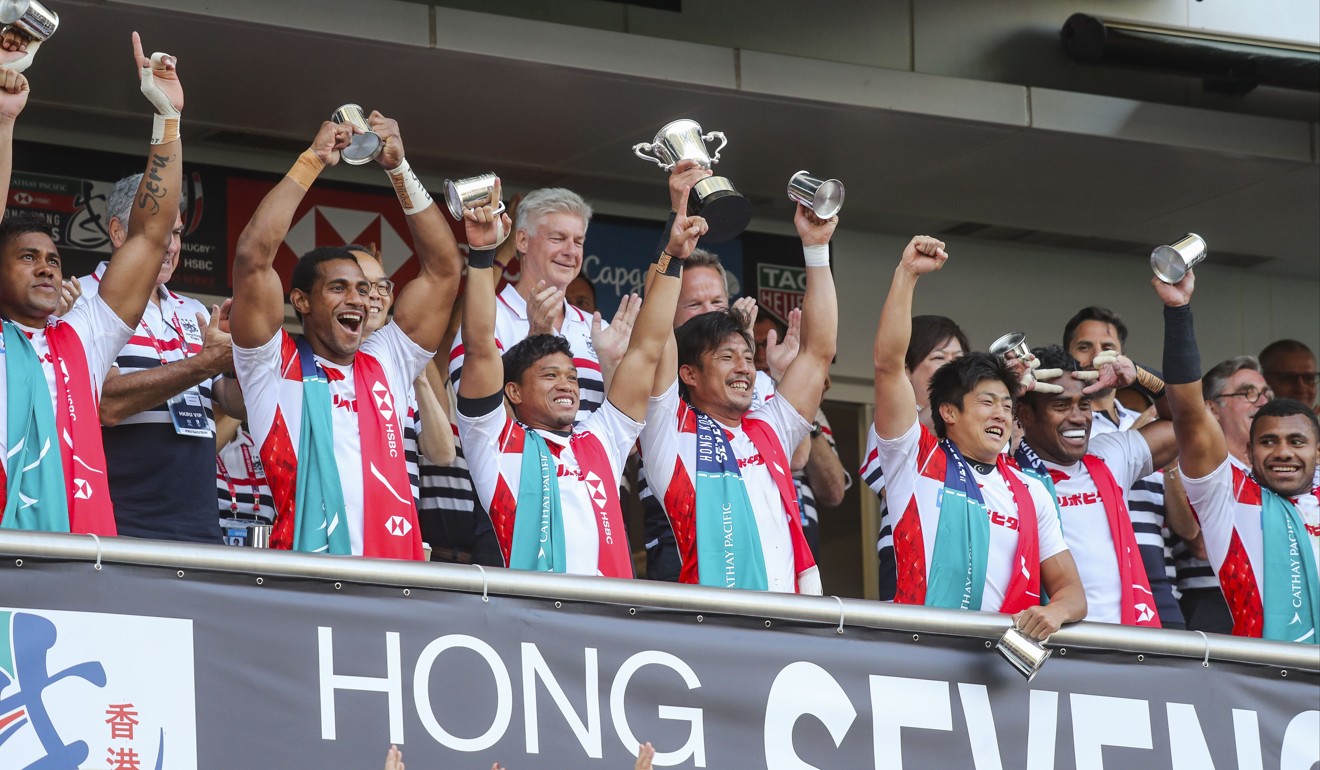 Japan celebrate their win in last year’s qualifier. Photo: K.Y Cheng