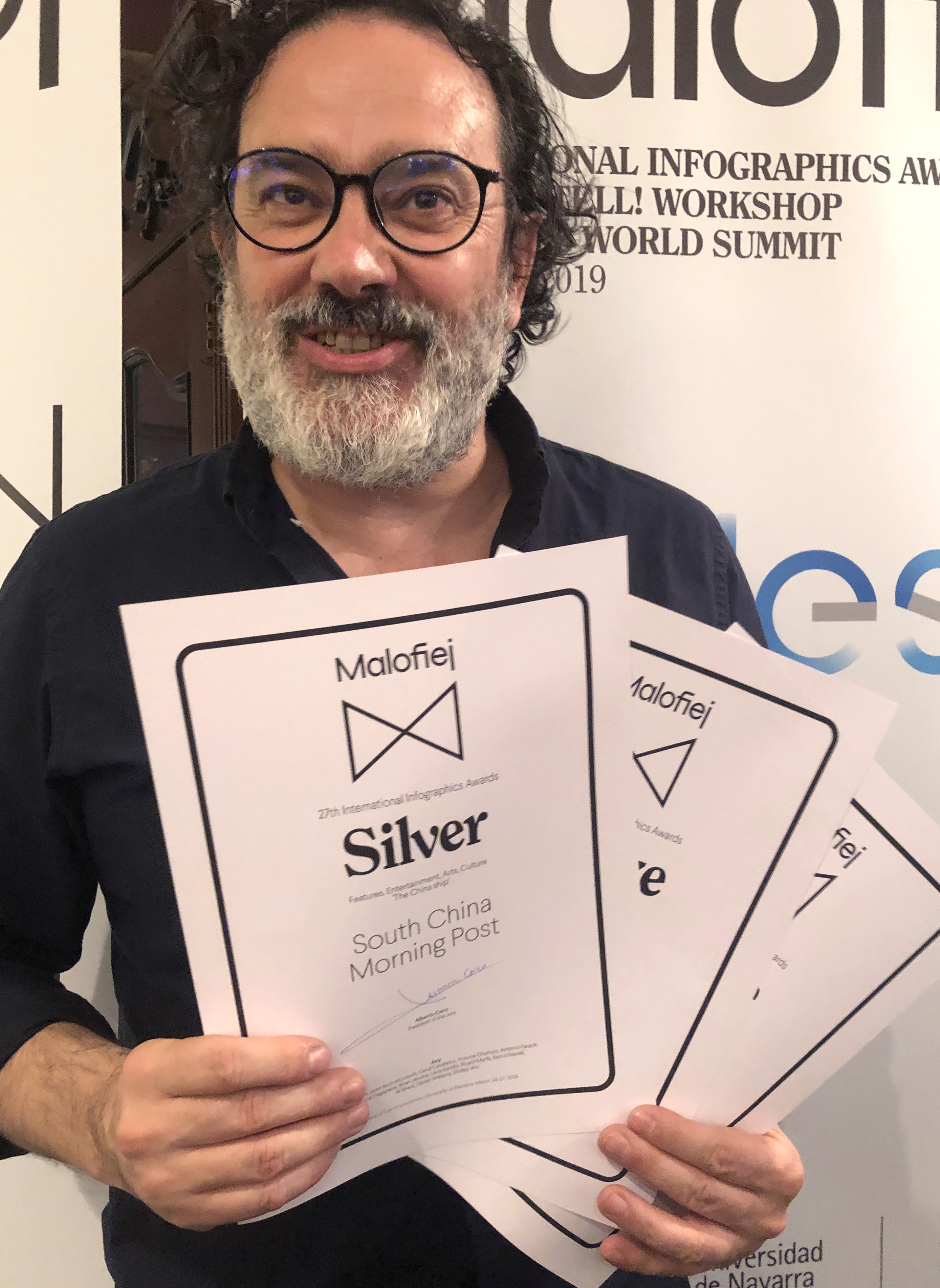 Deputy head of infographics Adolfo Arranz won silver medal for his story ‘The China Ship’. Photo: SCMP