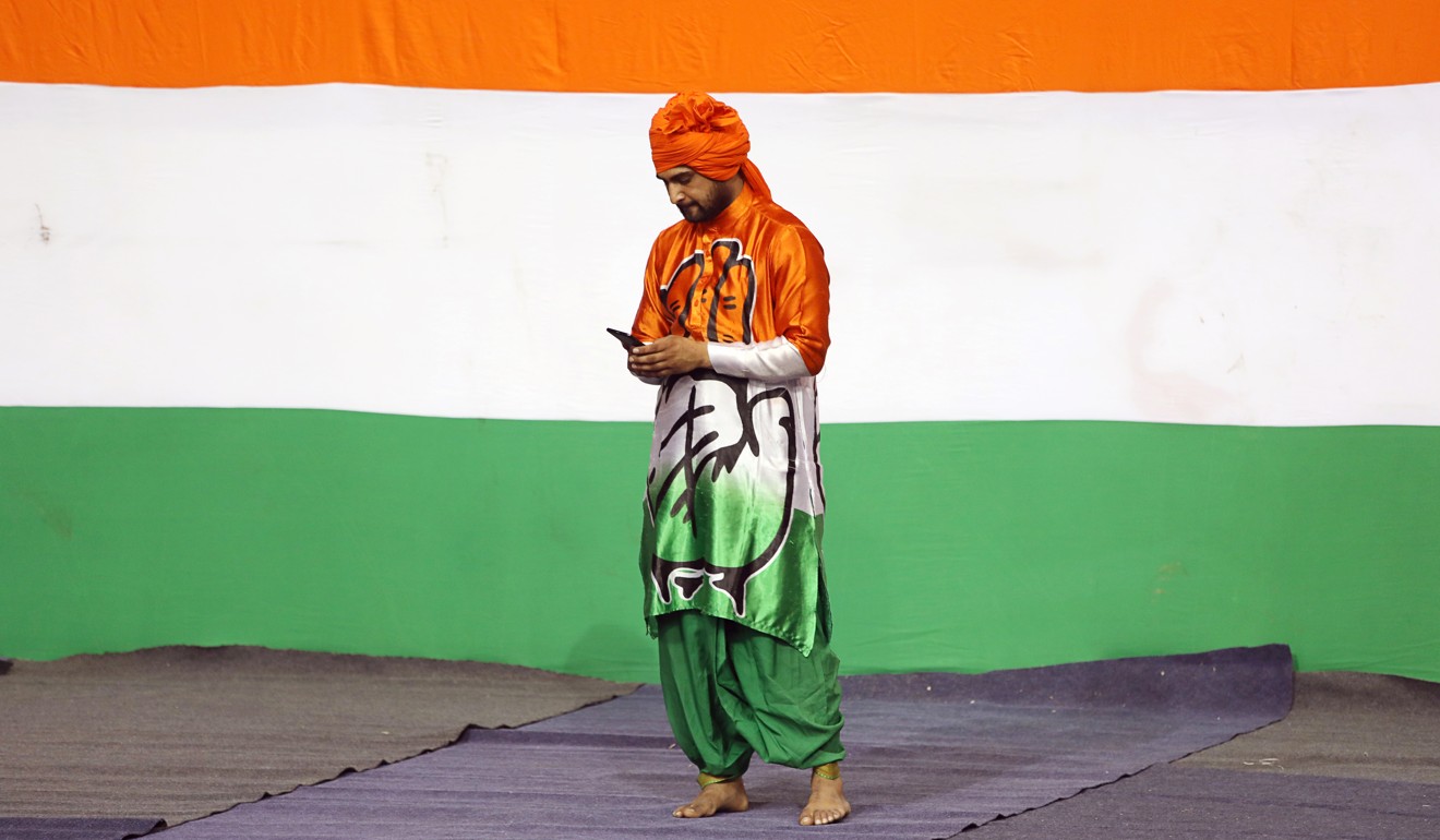 An Indian National Congress supporter. Photo: Bloomberg